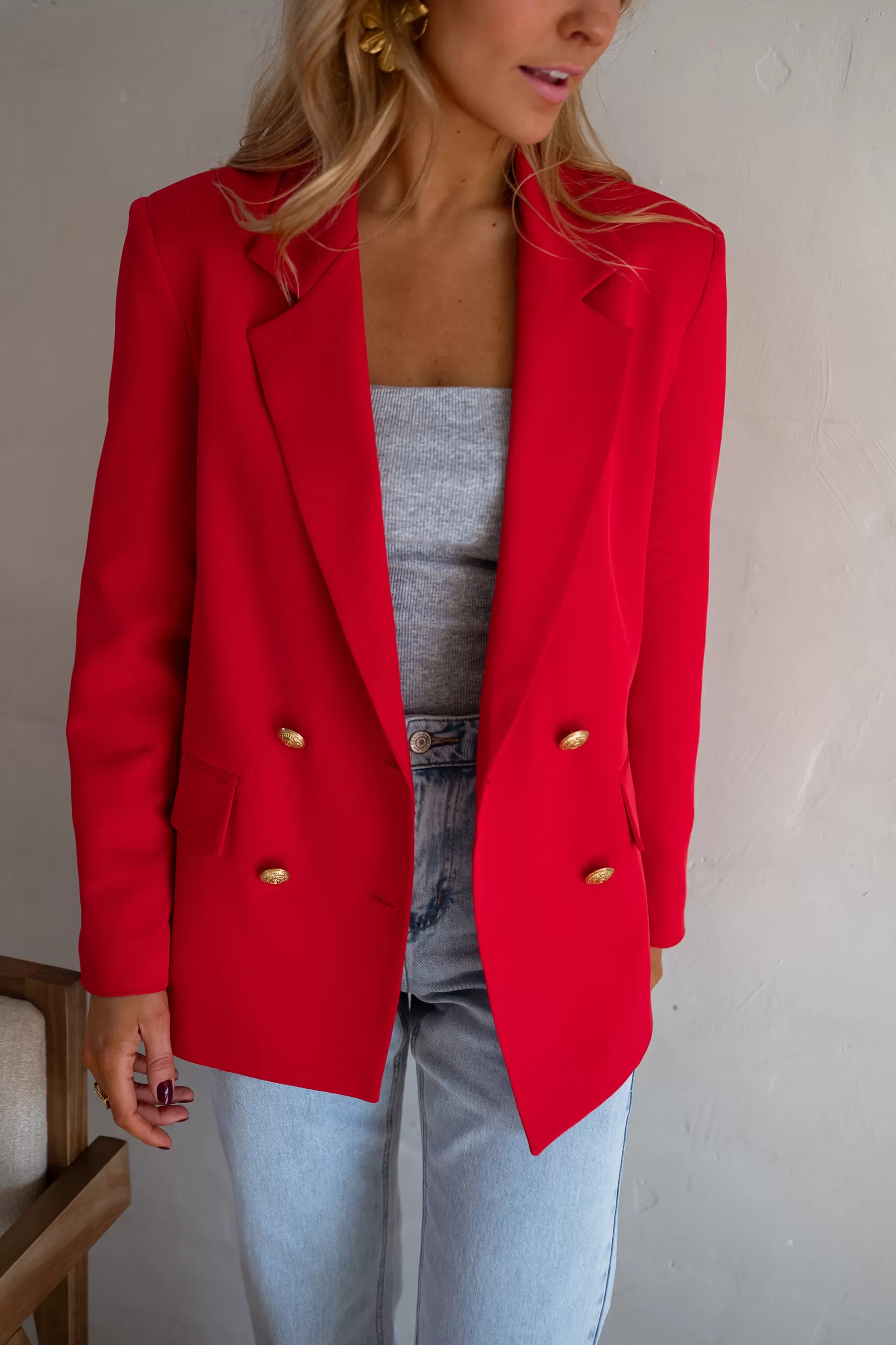 Easy Clothes Blazers-Blazer Maon - Rouge Vif - Ensemble Moderne & Tendance