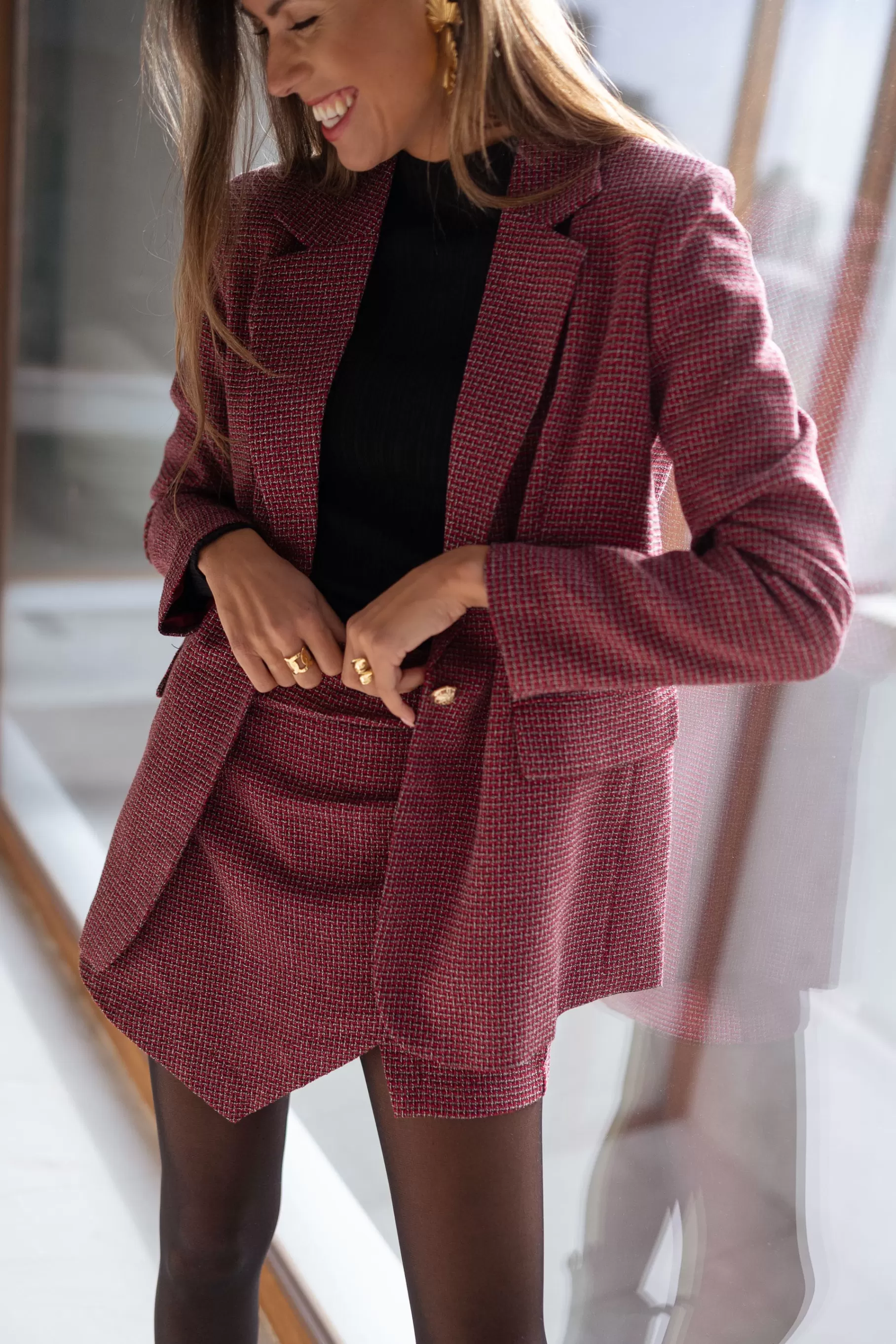 Easy Clothes Blazers-Blazer Vanya - rouge pied de poule