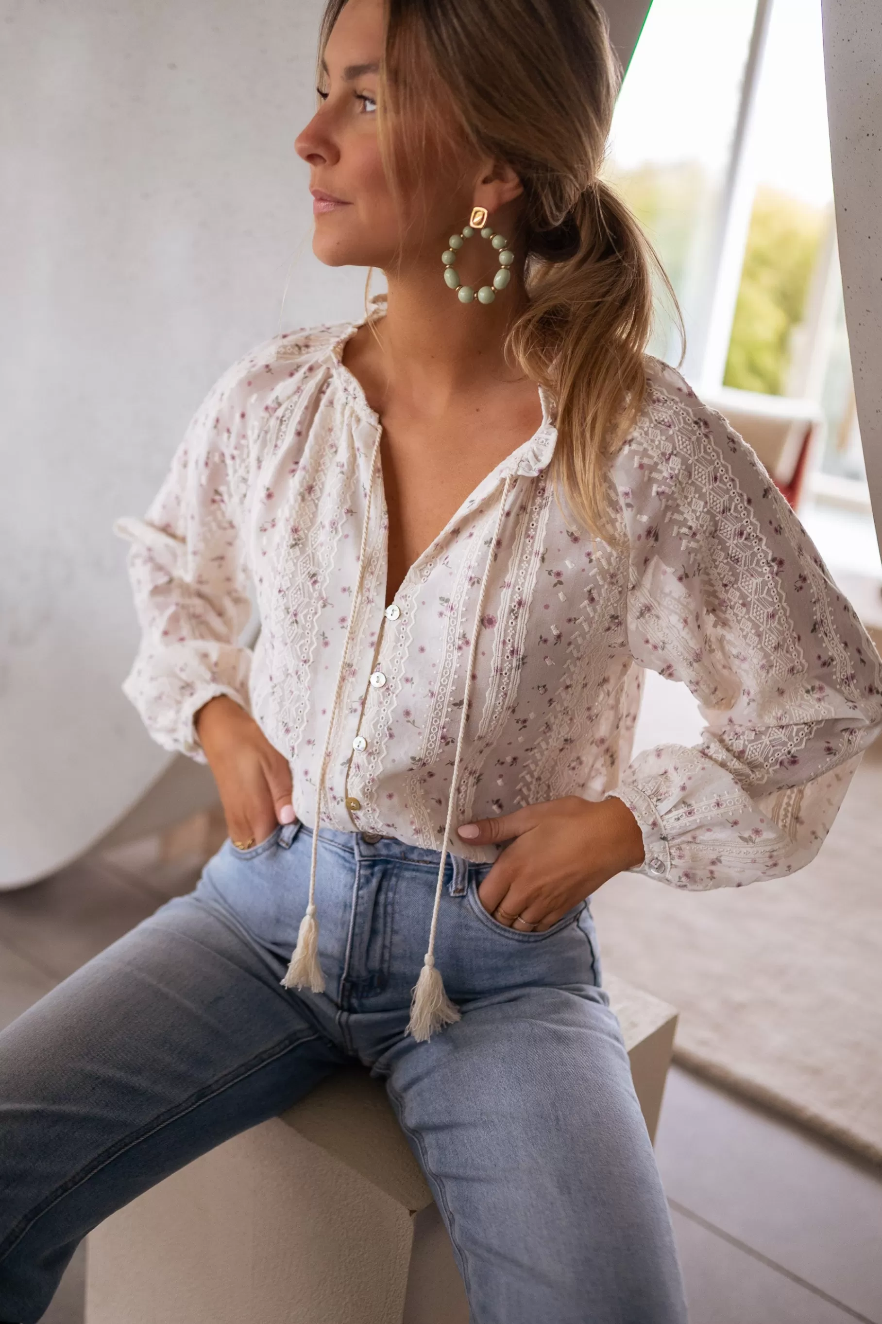 Easy Clothes Chemisiers & Blouses-Blouse Aiden | Écrue & Fleurie | vous tenter.