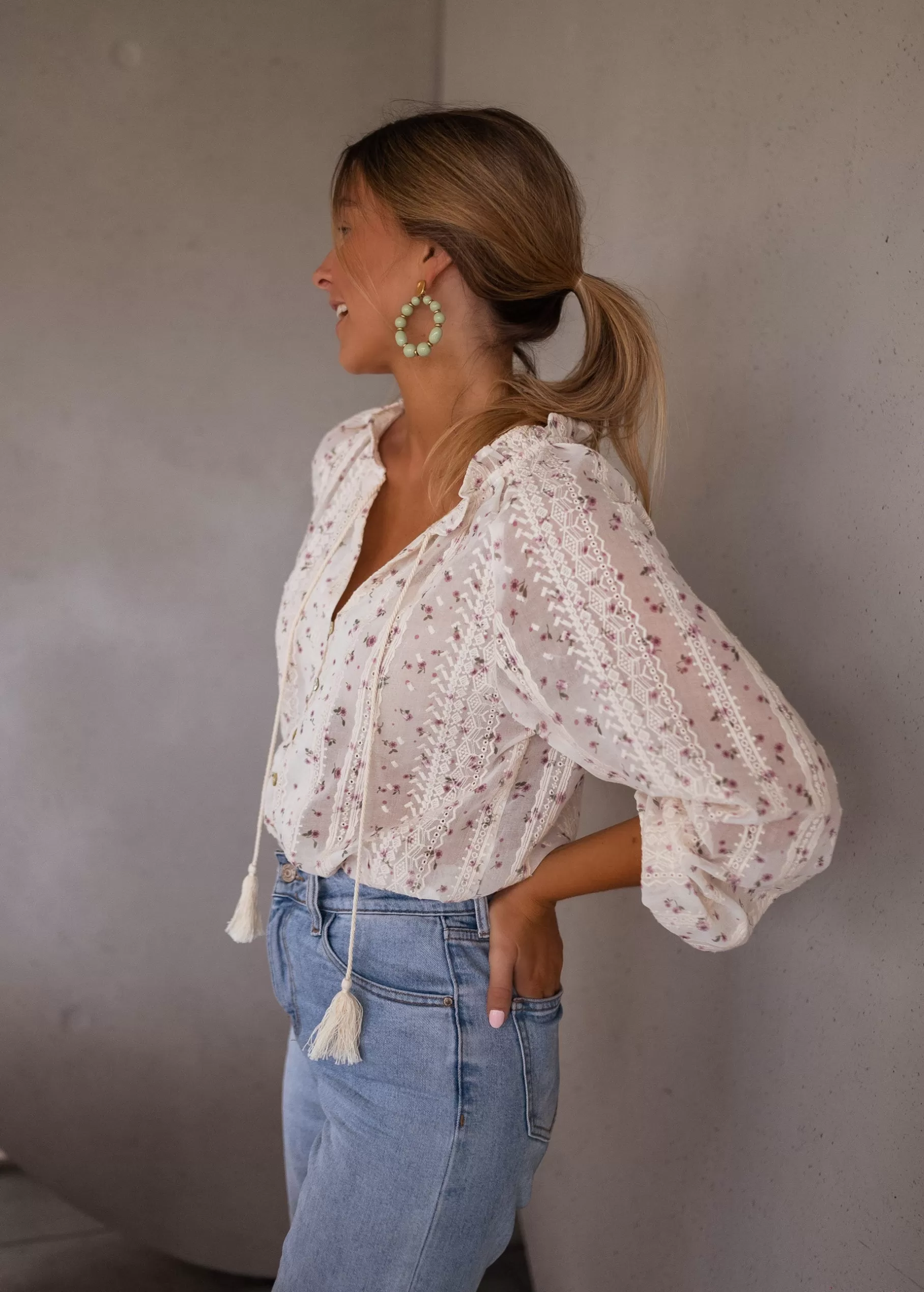 Easy Clothes Chemisiers & Blouses-Blouse Aiden | Écrue & Fleurie | vous tenter.