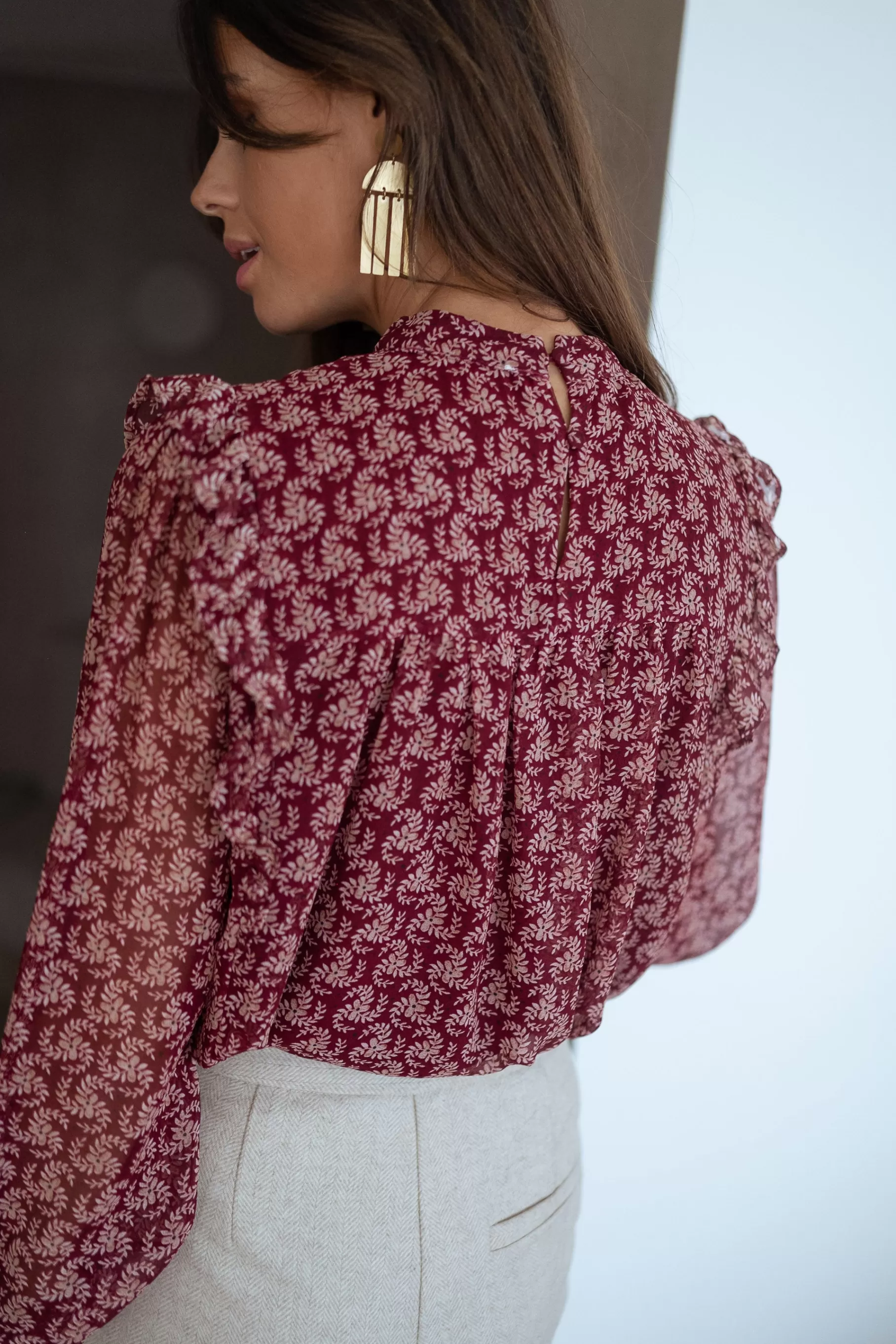 Easy Clothes Chemisiers & Blouses-Blouse Danica - bordeaux à motifs