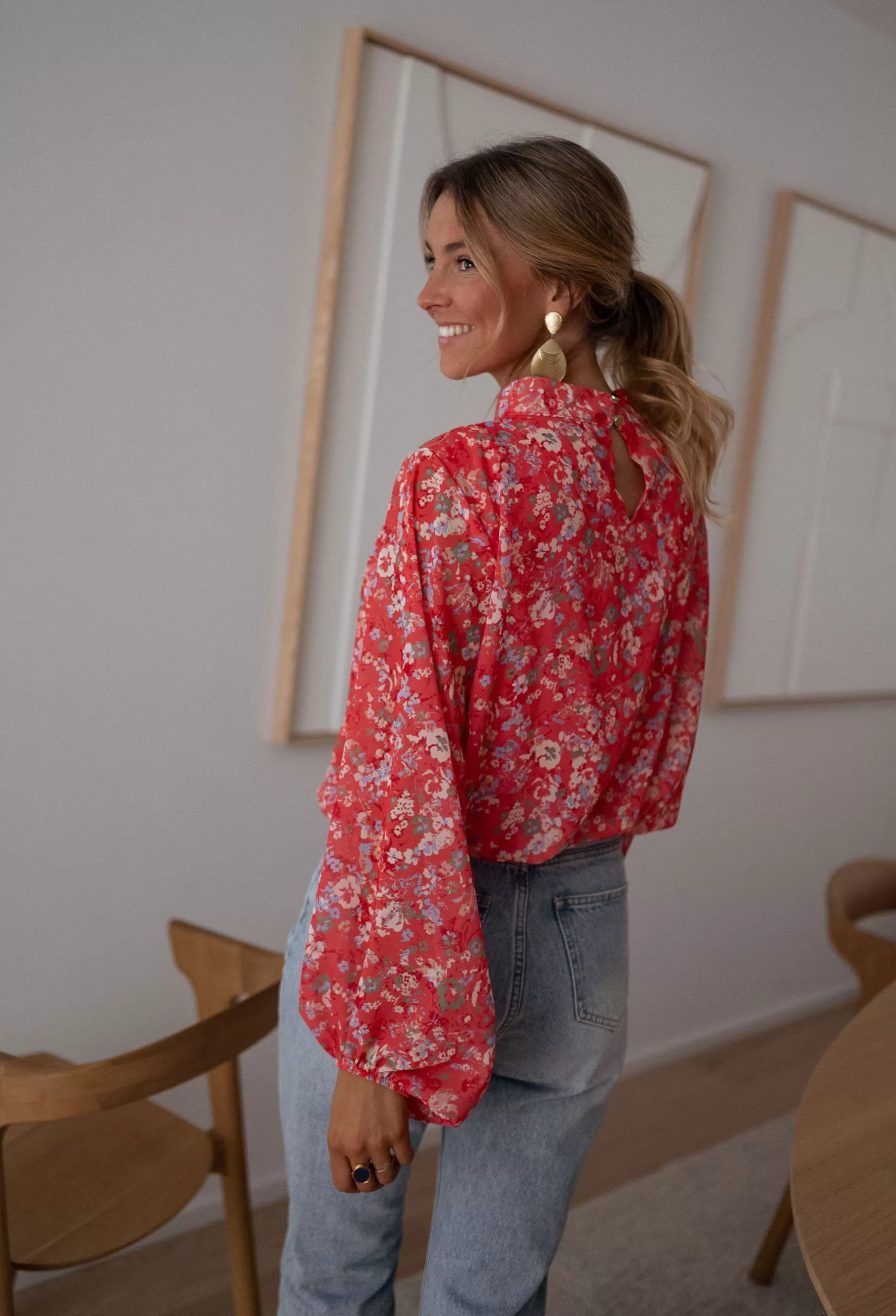 Easy Clothes Chemisiers & Blouses-Blouse Doma - corail à fleurs