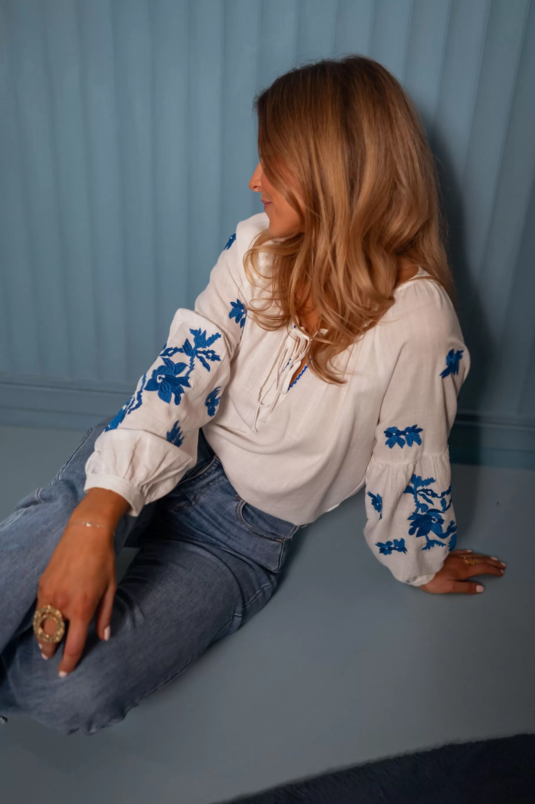 Easy Clothes Chemisiers & Blouses-Blouse Shauny - écrue et bleue