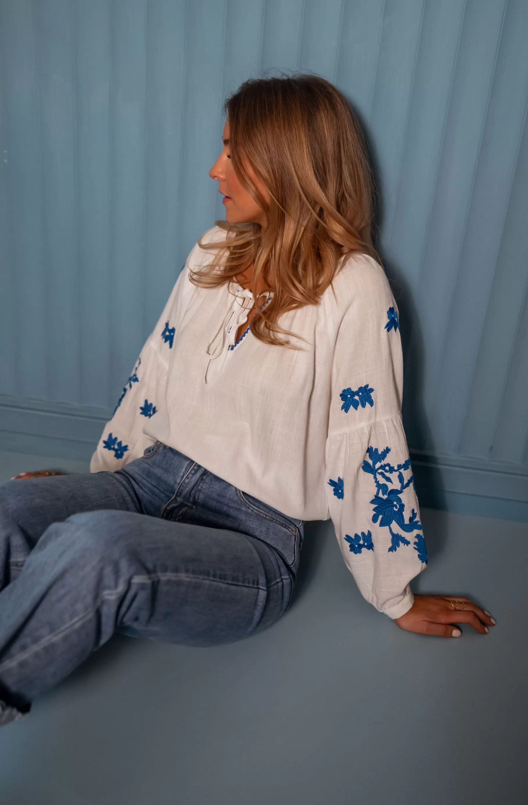 Easy Clothes Chemisiers & Blouses-Blouse Shauny - écrue et bleue