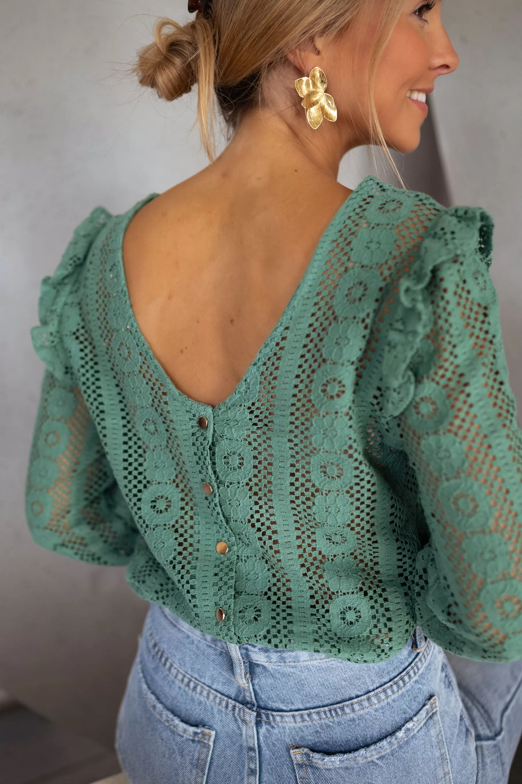 Easy Clothes Chemisiers & Blouses-Blouse Verte Mencia | Avec Dentelle | Élégante & Tendance vous tenter par nos vêtements tendances.