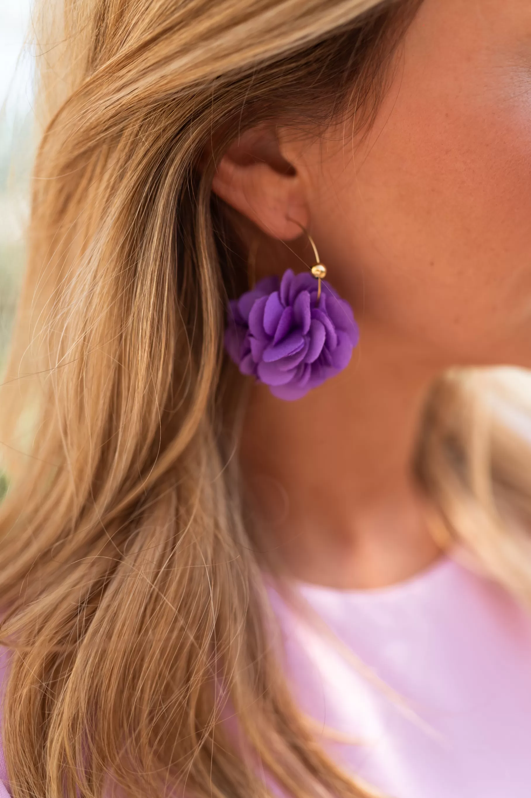 Easy Clothes Boucles d'oreilles-Boucles Oreilles - Tamara - Fleurs Violettes