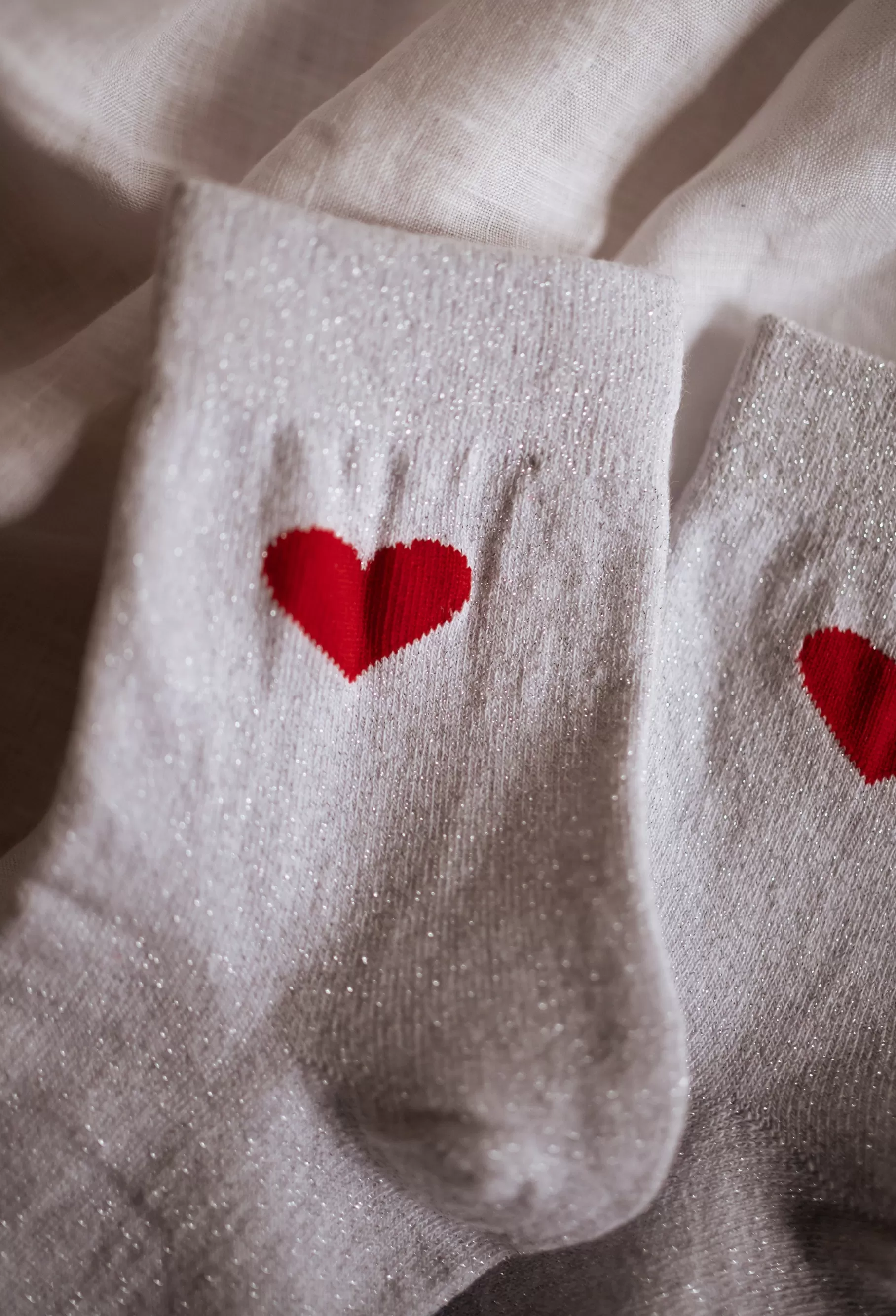 Easy Clothes Chaussettes-Chaussettes - Heart - Paillettes argentées