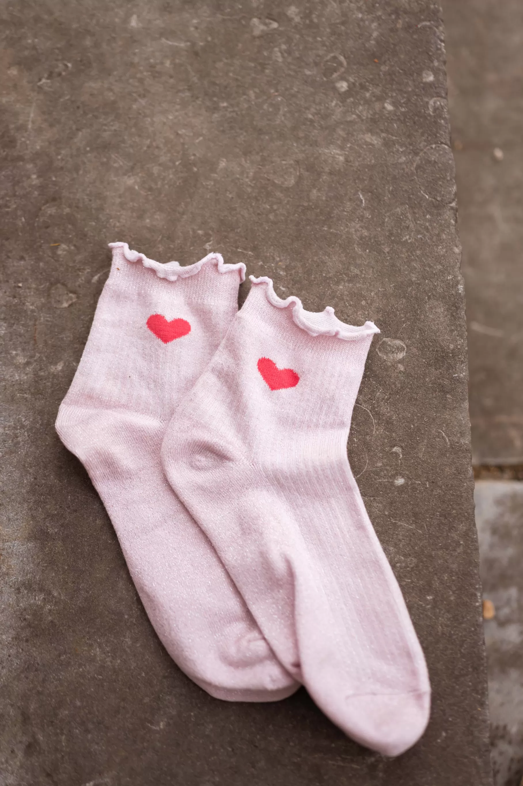 Easy Clothes Chaussettes-Chaussettes Hart - Roses - Logo Coeur