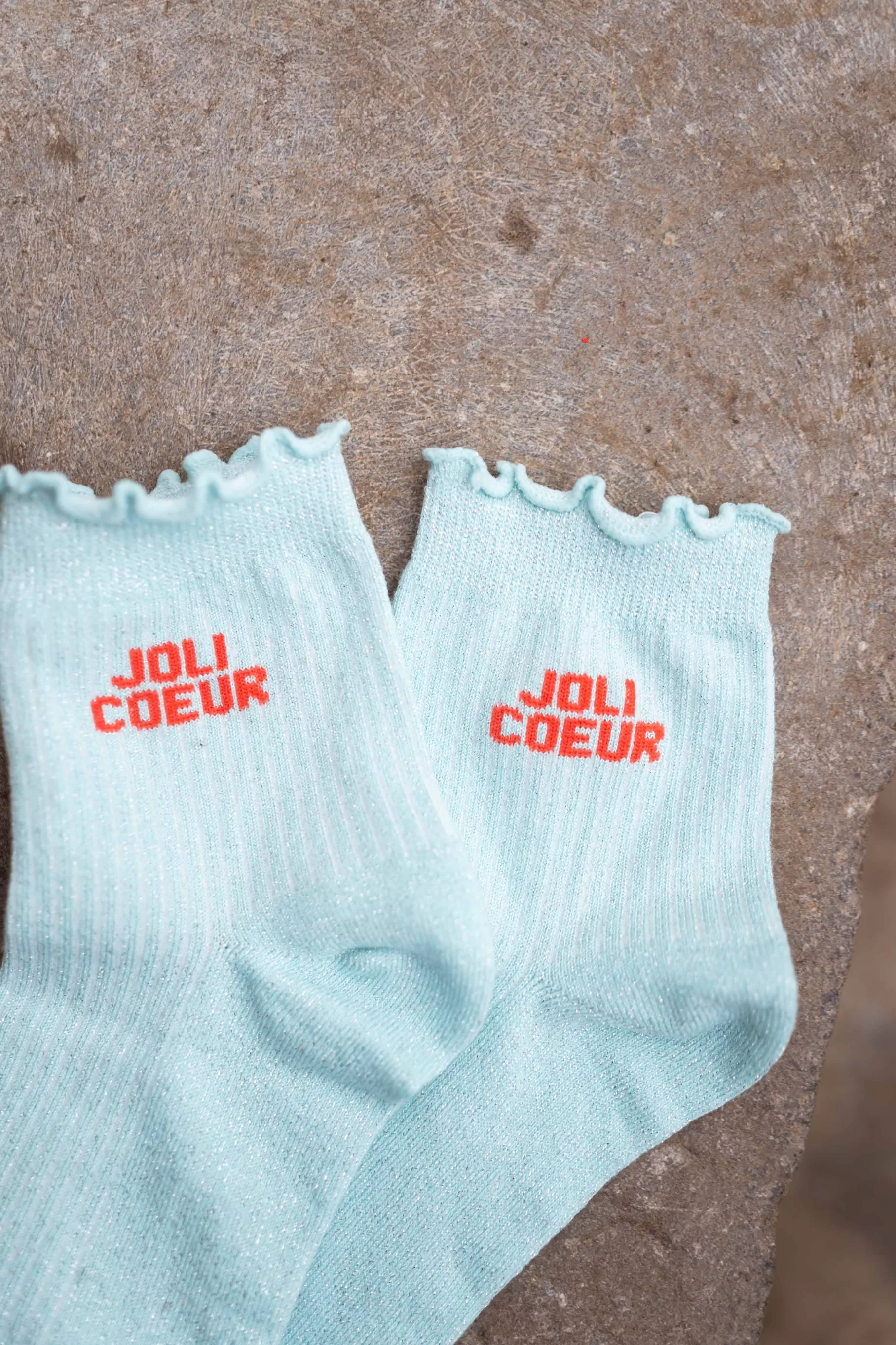 Easy Clothes Chaussettes-Chaussettes Joli Coeur - Bleues - Logo Orange