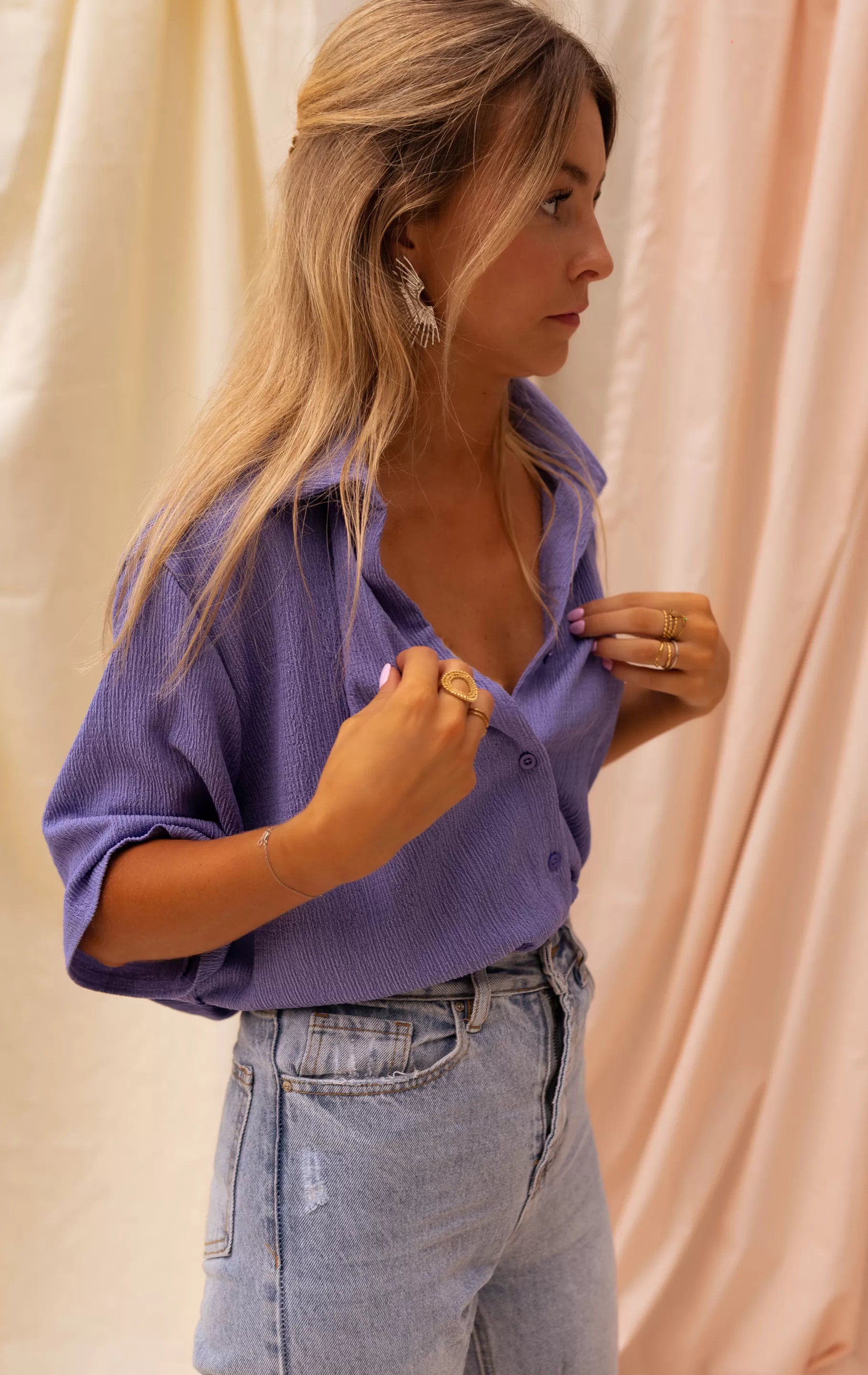 Easy Clothes Chemisiers & Blouses-Chemise Bekki Mauve - Matière Fluide - Vêtements Tendances Femme