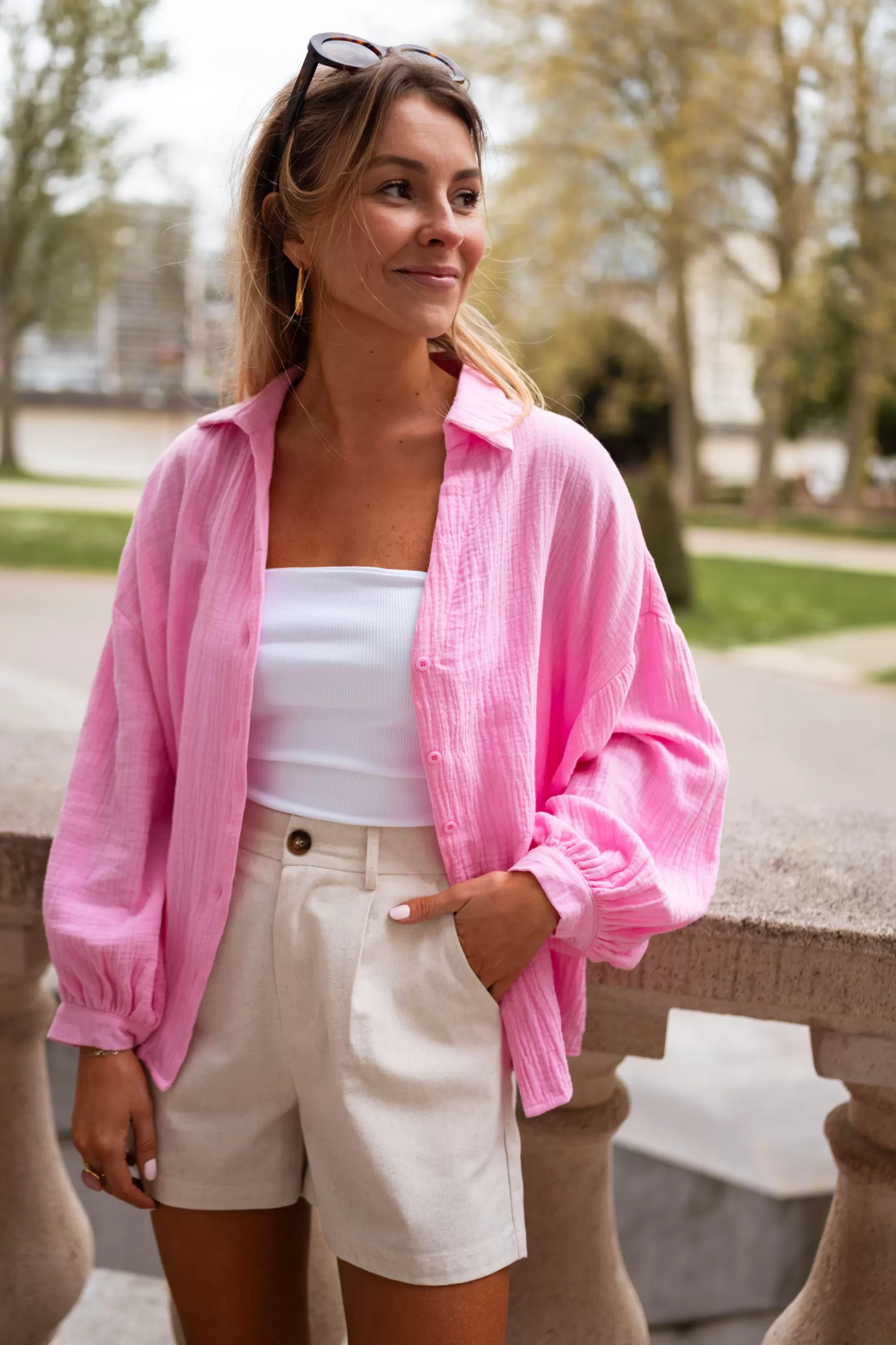 Easy Clothes Chemisiers & Blouses-Chemise Darren - Rose - Vêtements Tendance