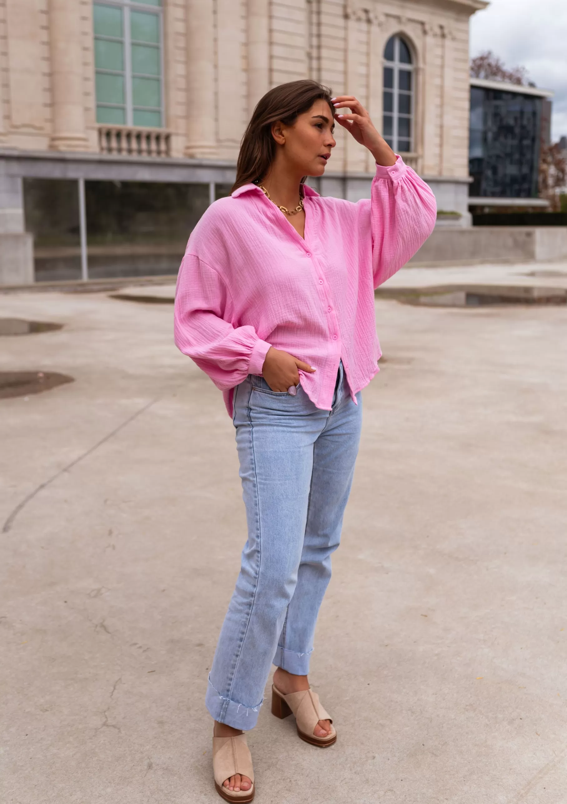 Easy Clothes Chemisiers & Blouses-Chemise Darren - Rose - Vêtements Tendance