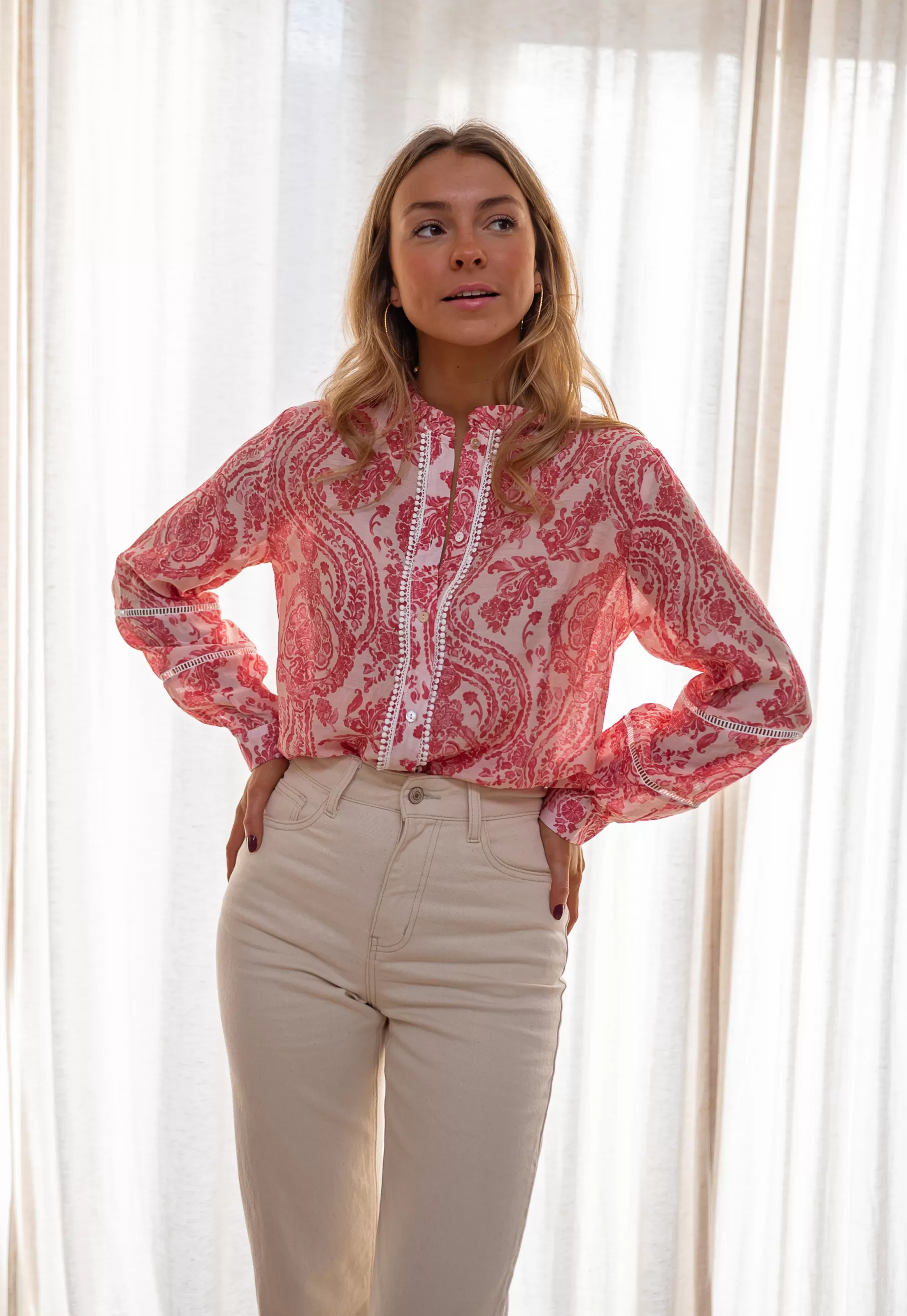 Easy Clothes Chemisiers & Blouses-Chemise Othan - Rouge & Rose - Fluide