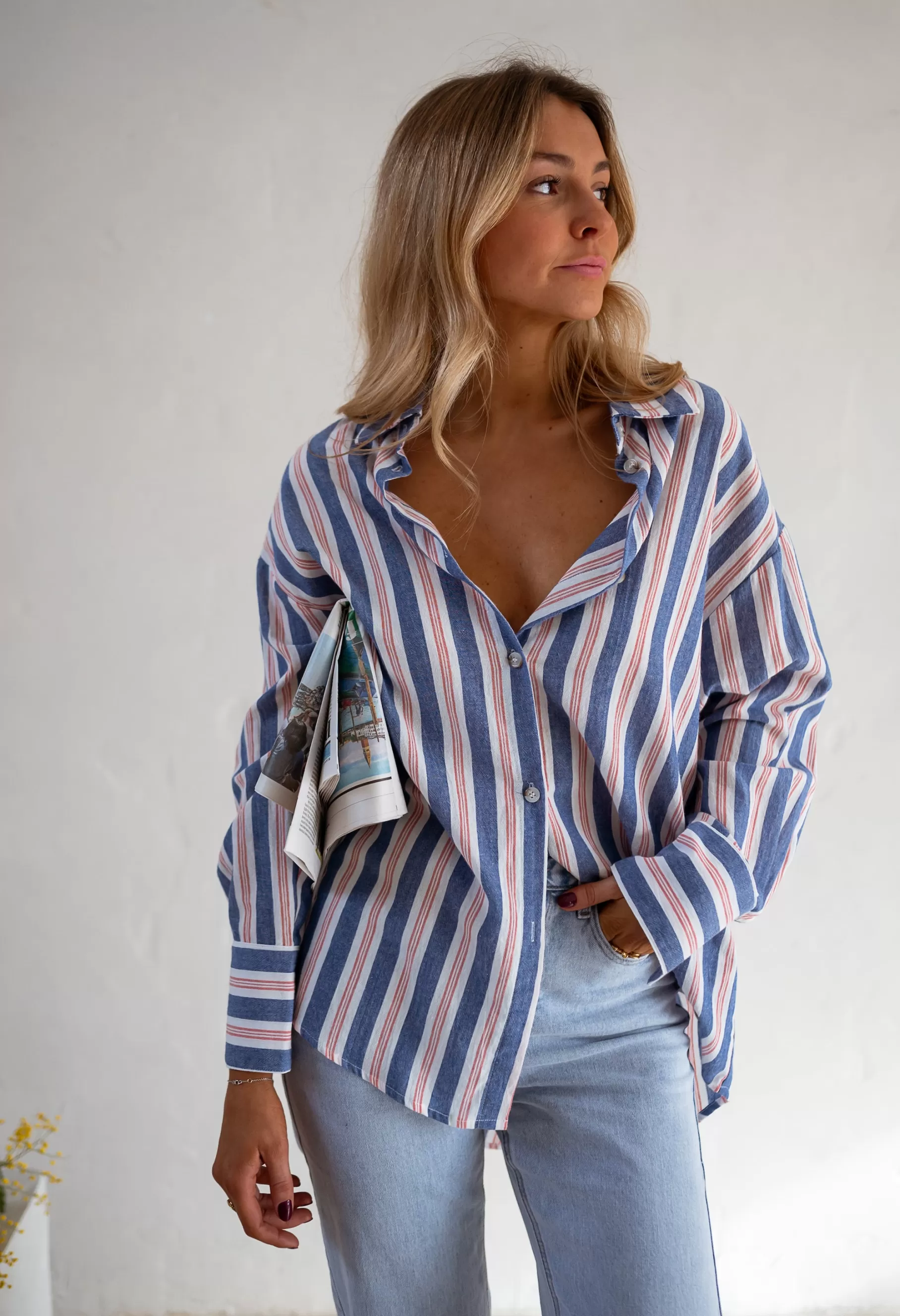 Easy Clothes Chemisiers & Blouses-Chemise Sally - Lignes Bleues - Loose & Fluide