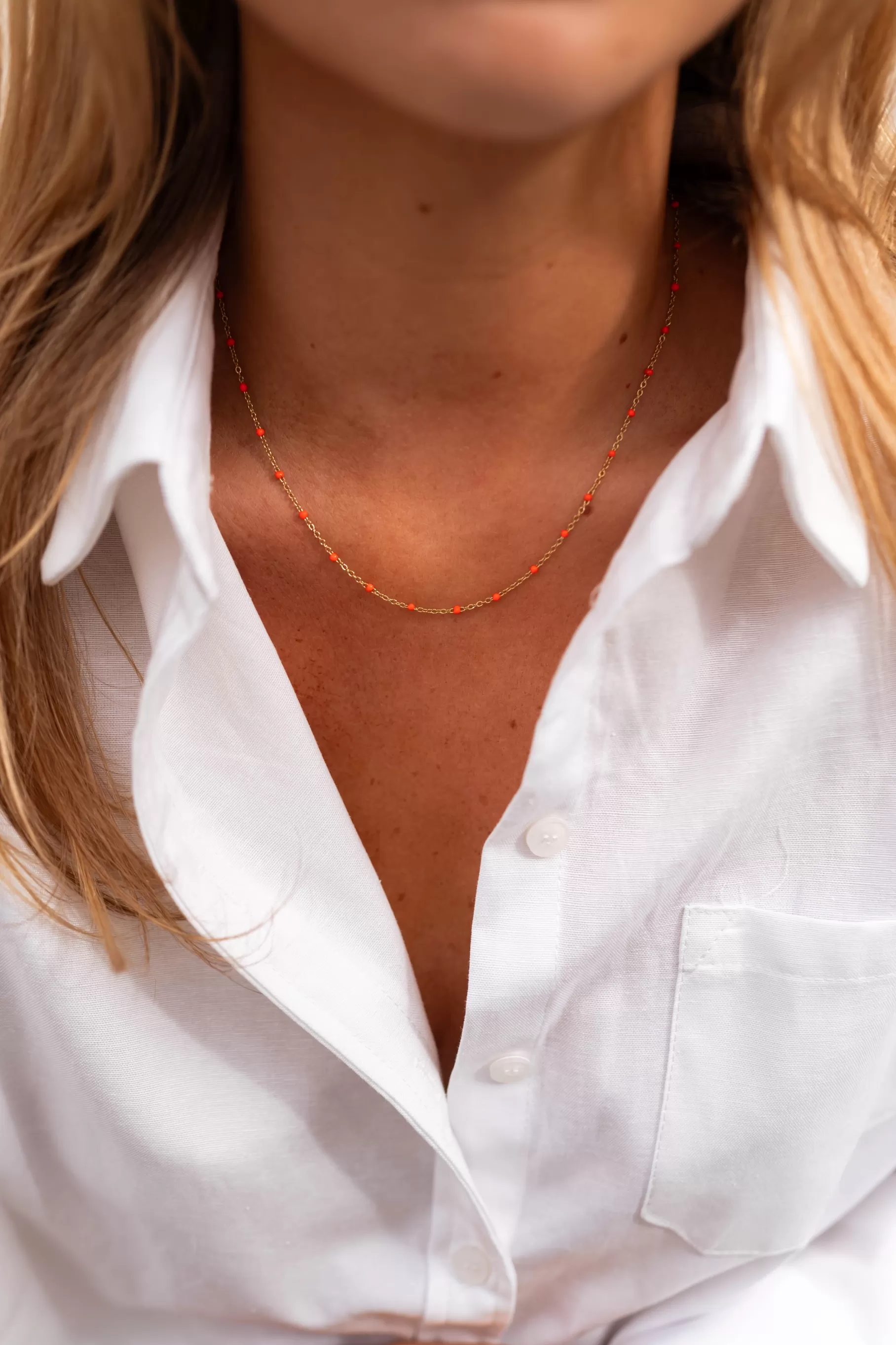 Easy Clothes Colliers-Collier Mary - Orange - Perles Oranges