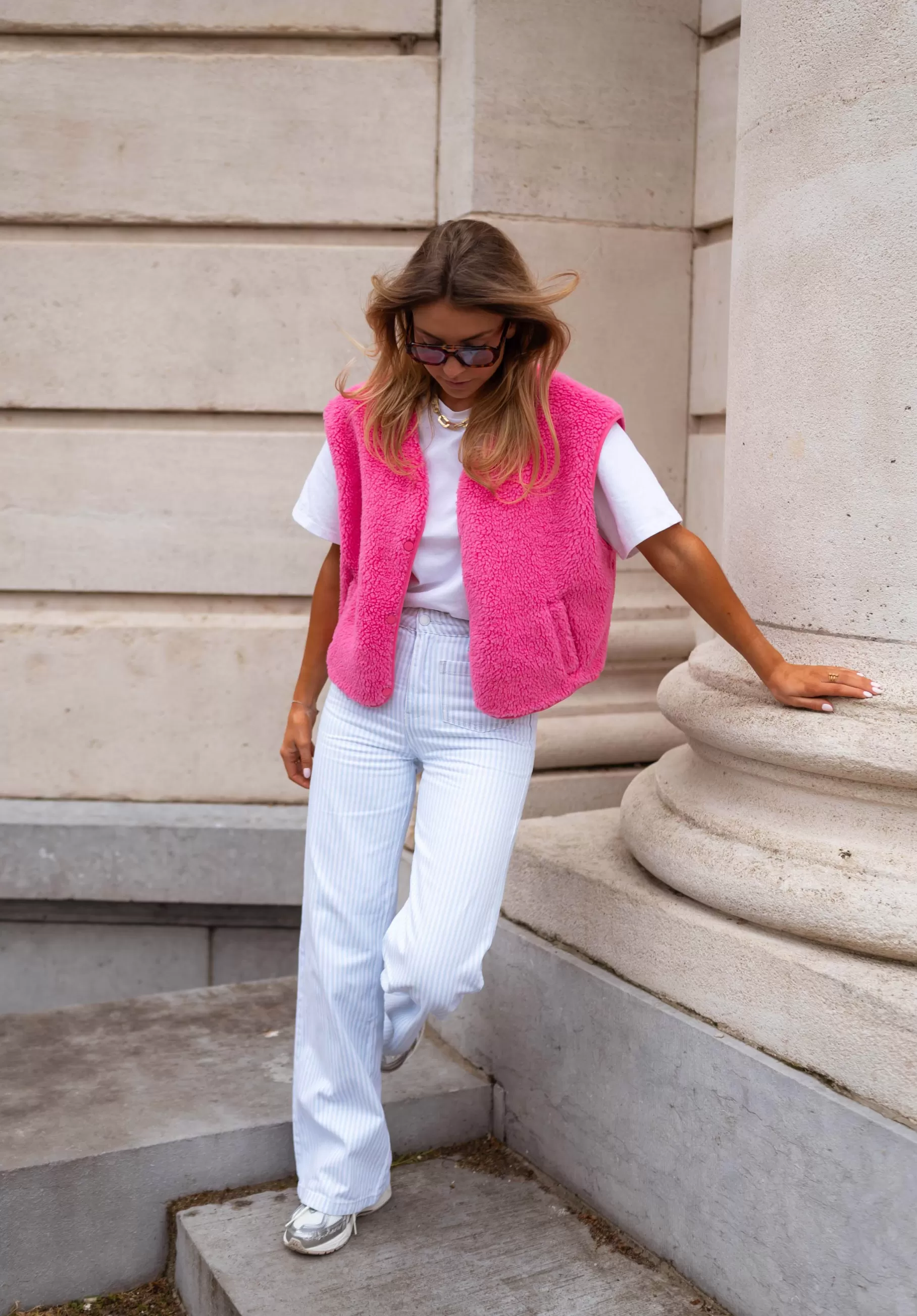 Easy Clothes Pulls & Gilets-Gilet Taoh - Rose - Effet Mouton