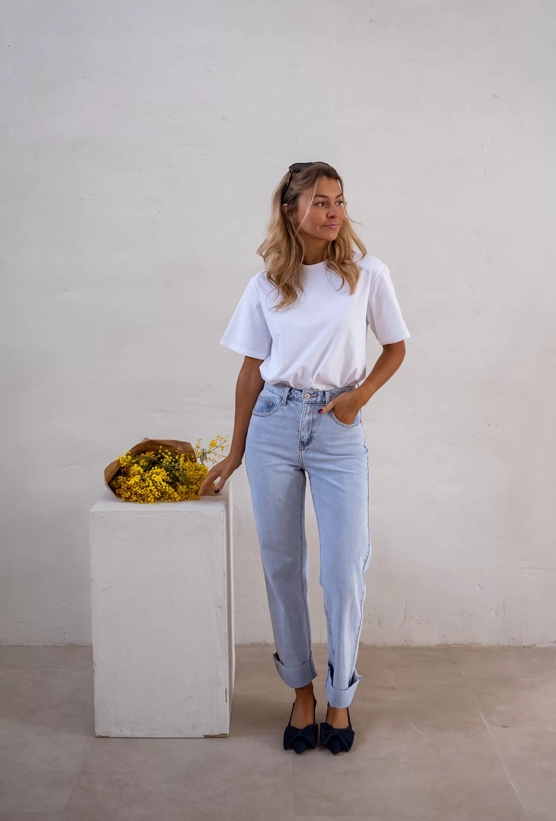 Easy Clothes Jeans-Jeans Maddie - Bleu Clair - Taille Haute