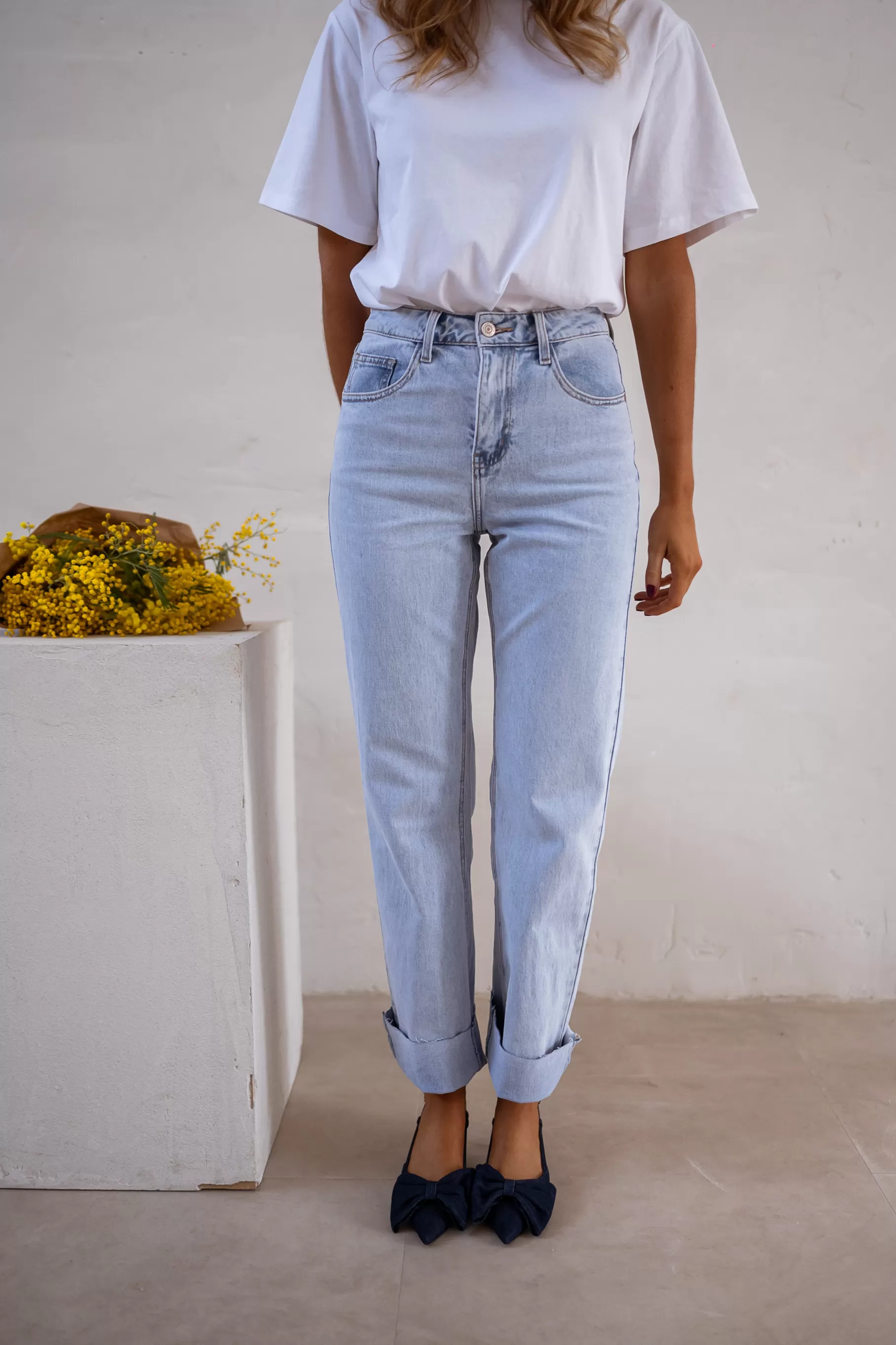 Easy Clothes Jeans-Jeans Maddie - Bleu Clair - Taille Haute