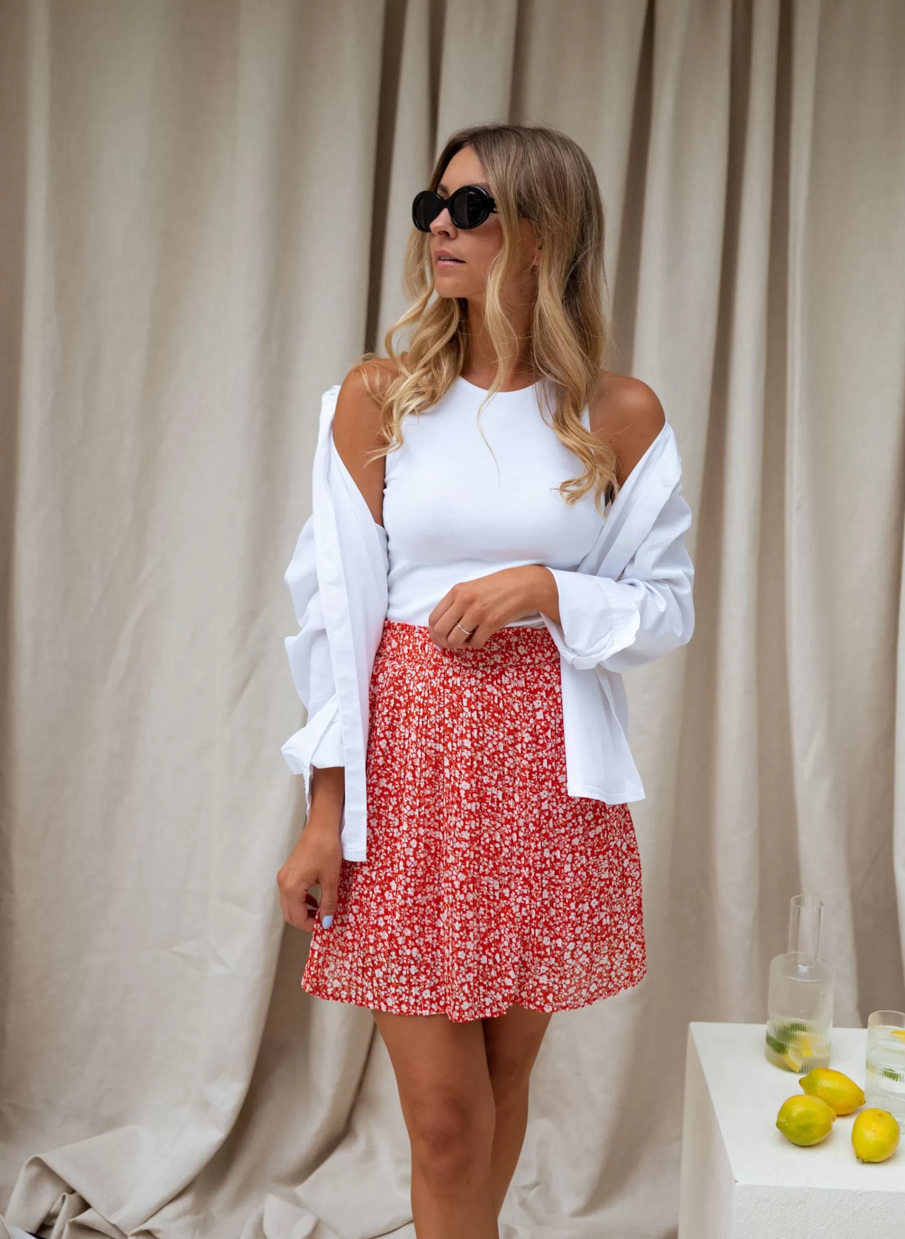 Easy Clothes Jupes & Shorts-Jupe Tana - rouge à fleurs