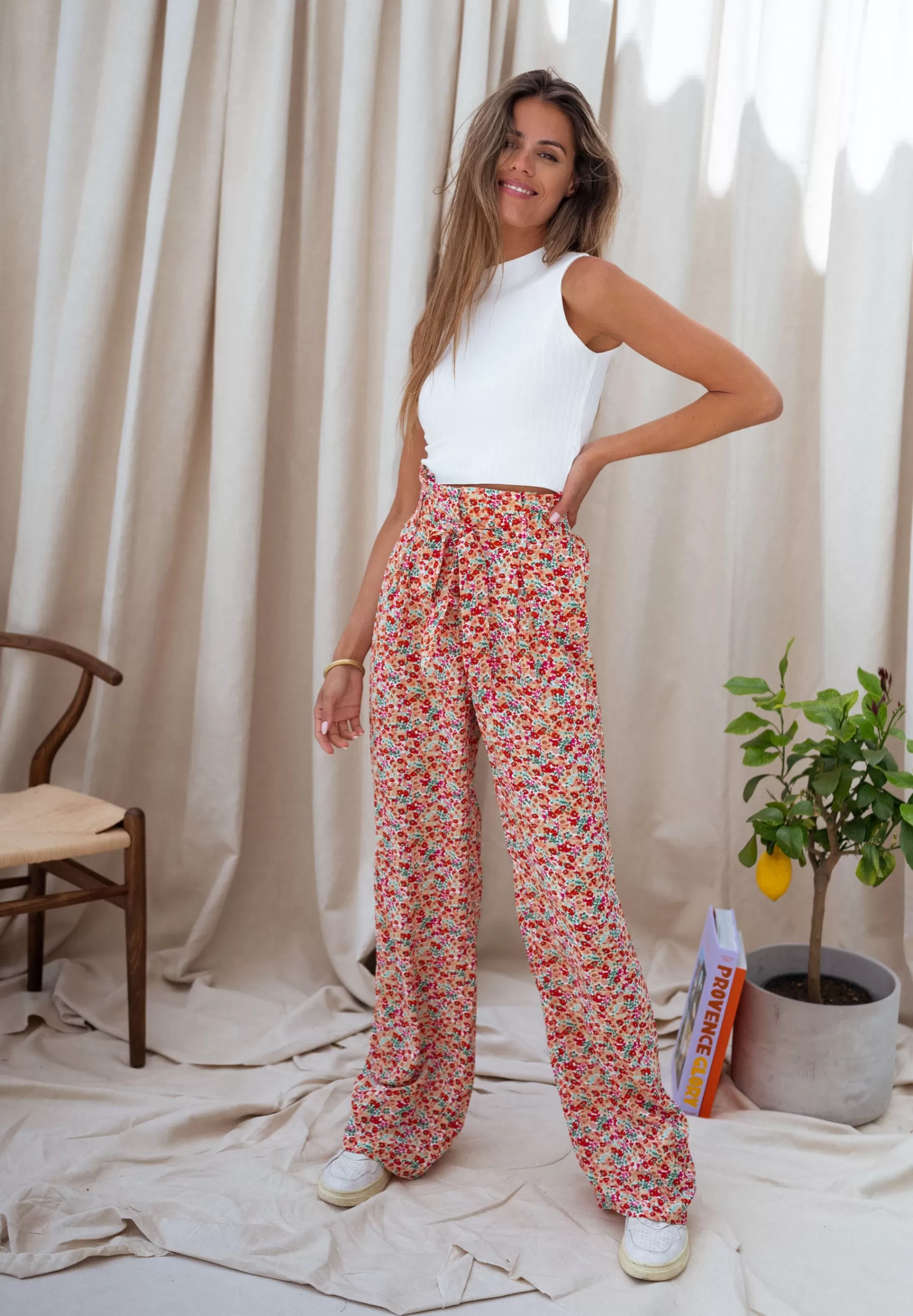 Easy Clothes Pantalons-Pantalon Benito - à fleurs