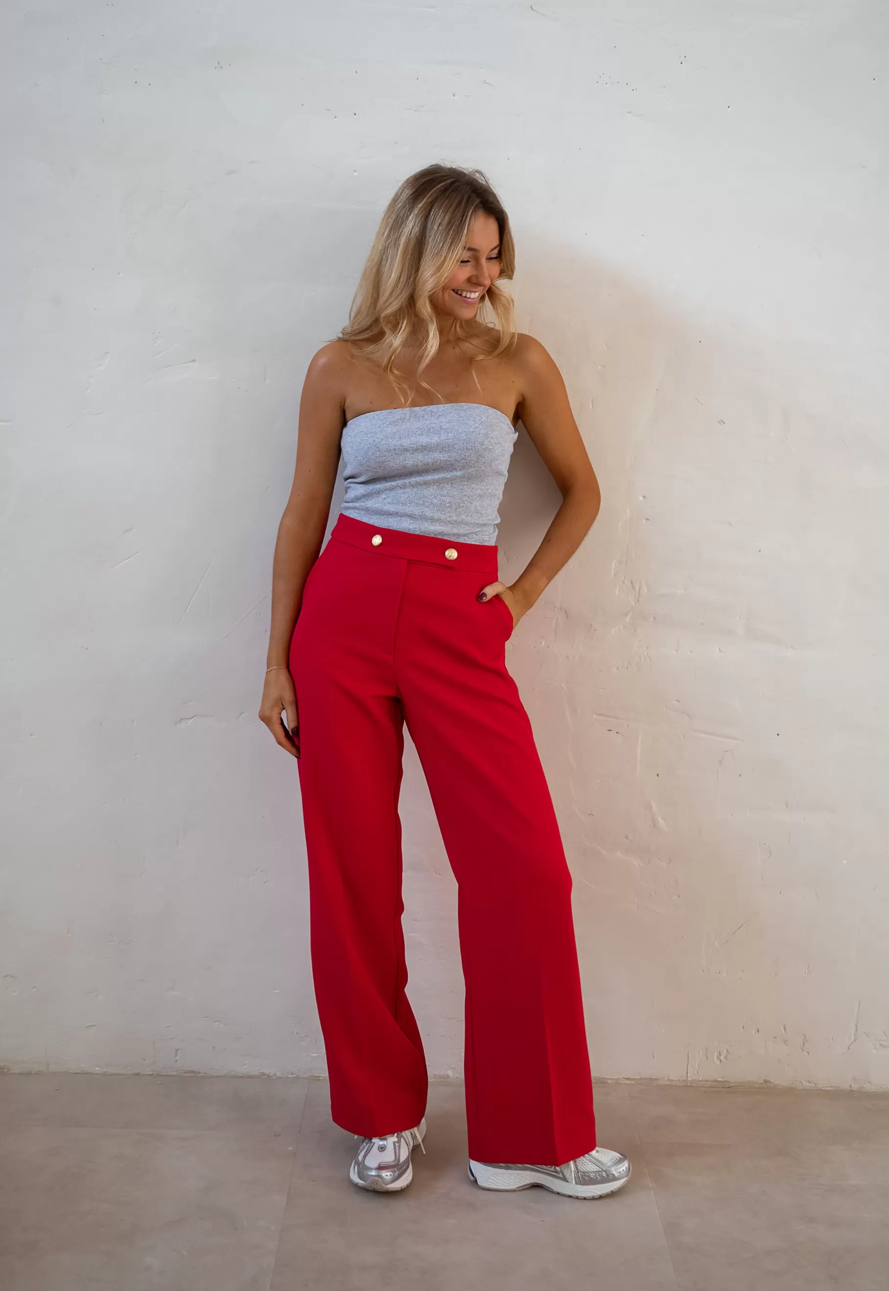 Easy Clothes Pantalons-Pantalon Maona - Rouge - Ensemble Tailleur