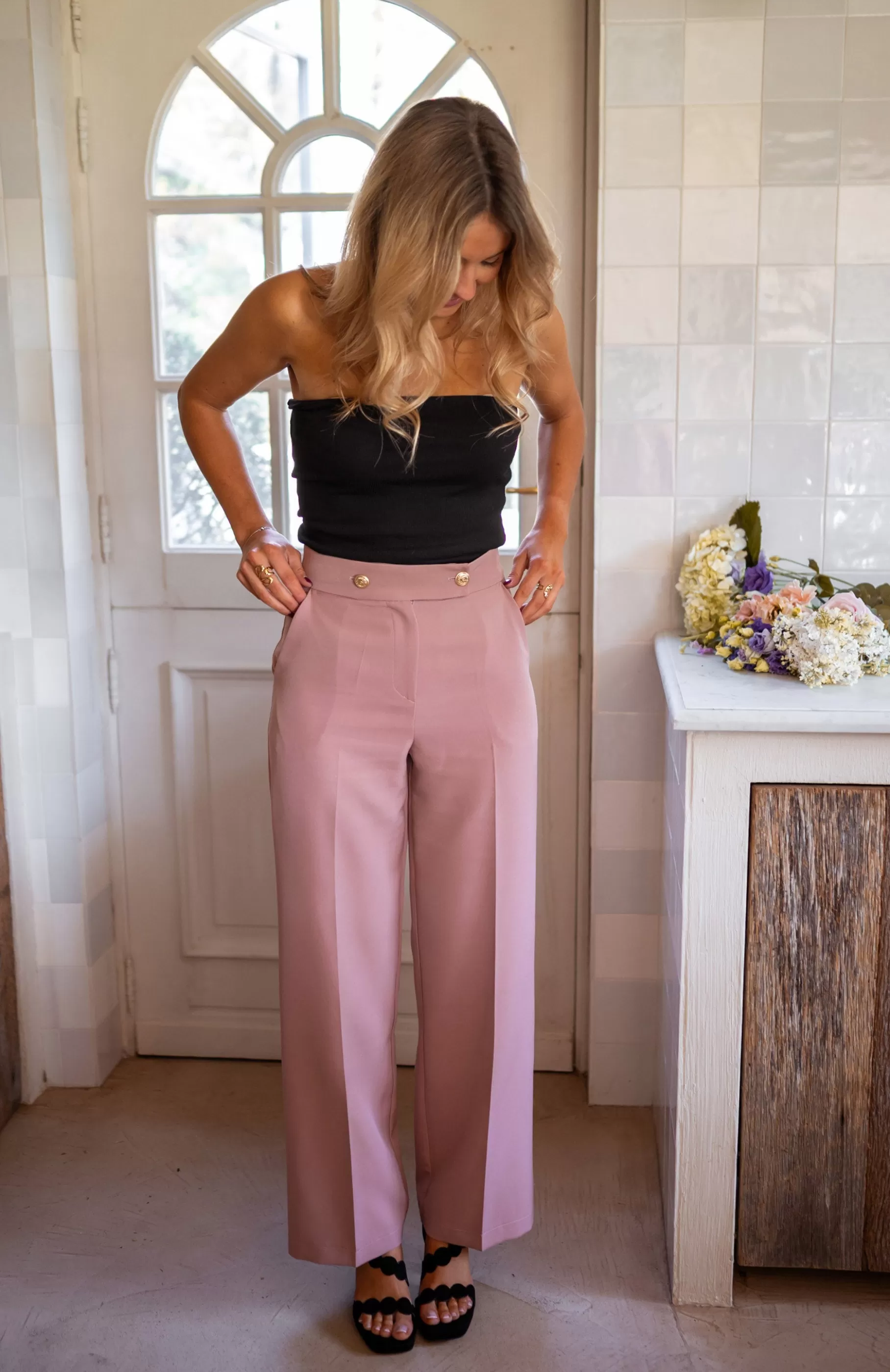 Easy Clothes Pantalons-Pantalon Maona - vieux rose