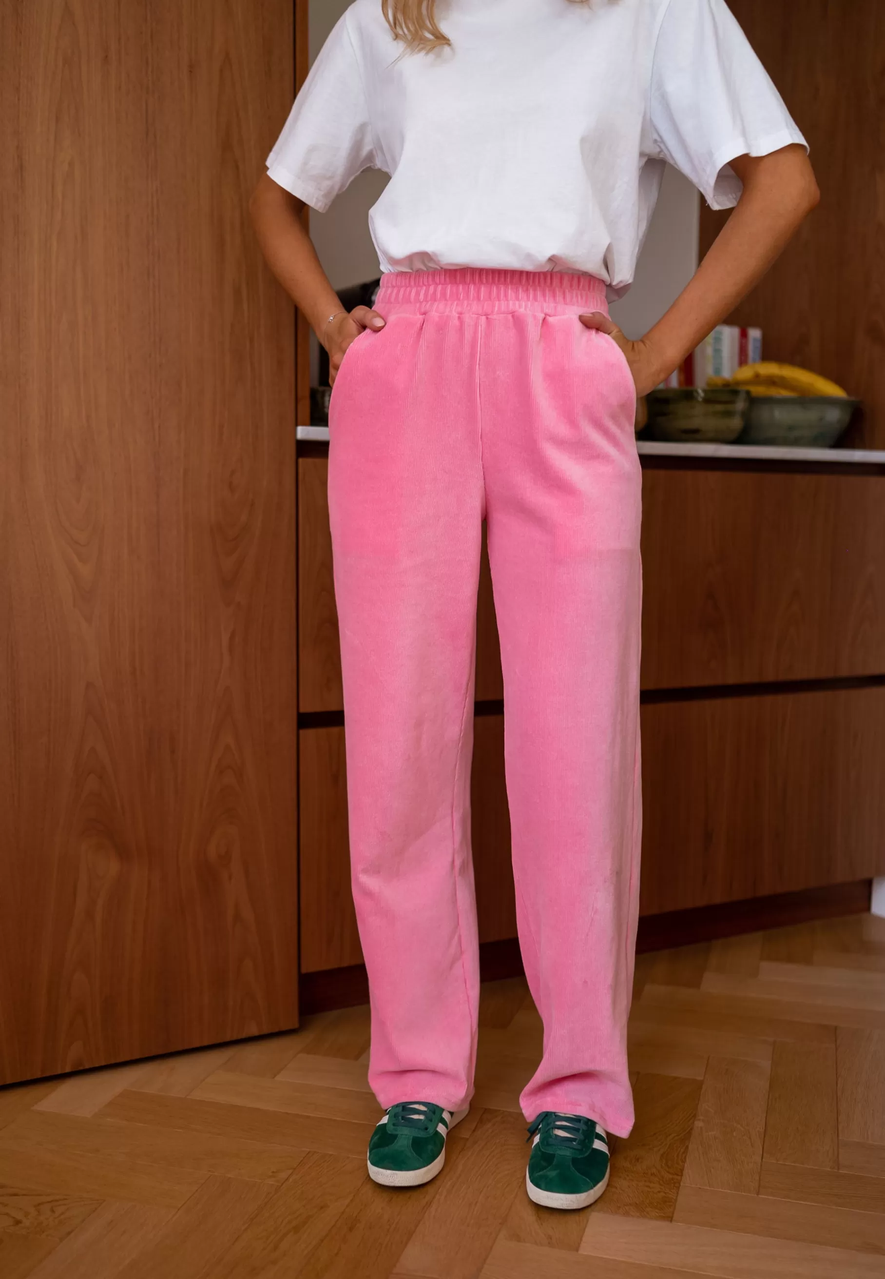 Easy Clothes Pantalons-Pantalon Oscar - rose en velours