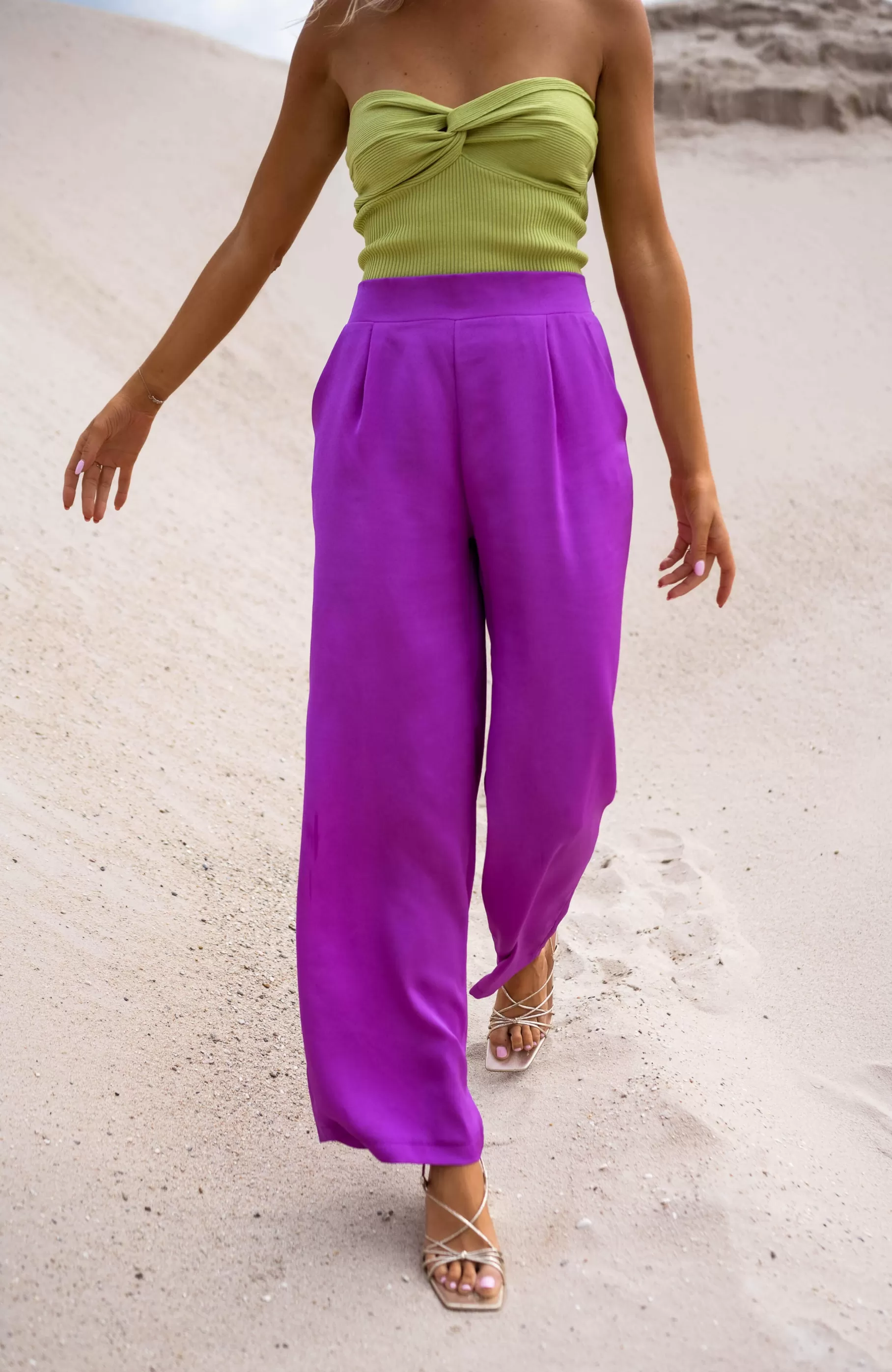 Easy Clothes Pantalons-Pantalon Thaly Violet - Fluide & Léger - Avec Poches