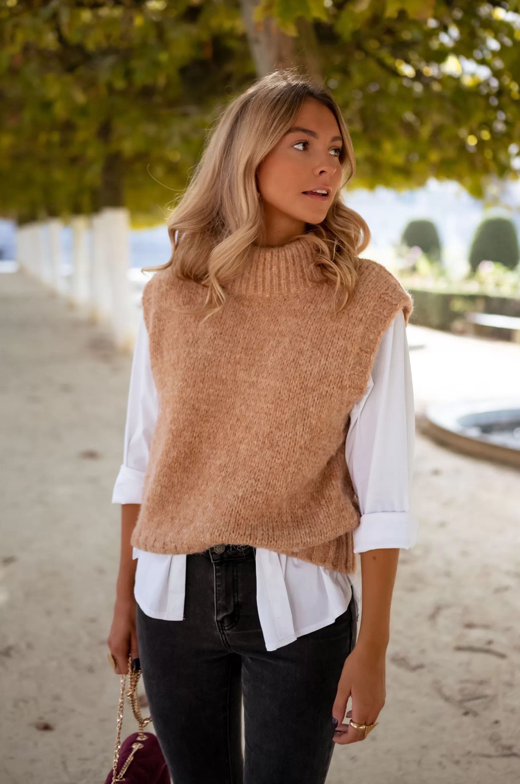 Easy Clothes Pulls & Gilets-Pull Grenoble - Sans Manche - Camel