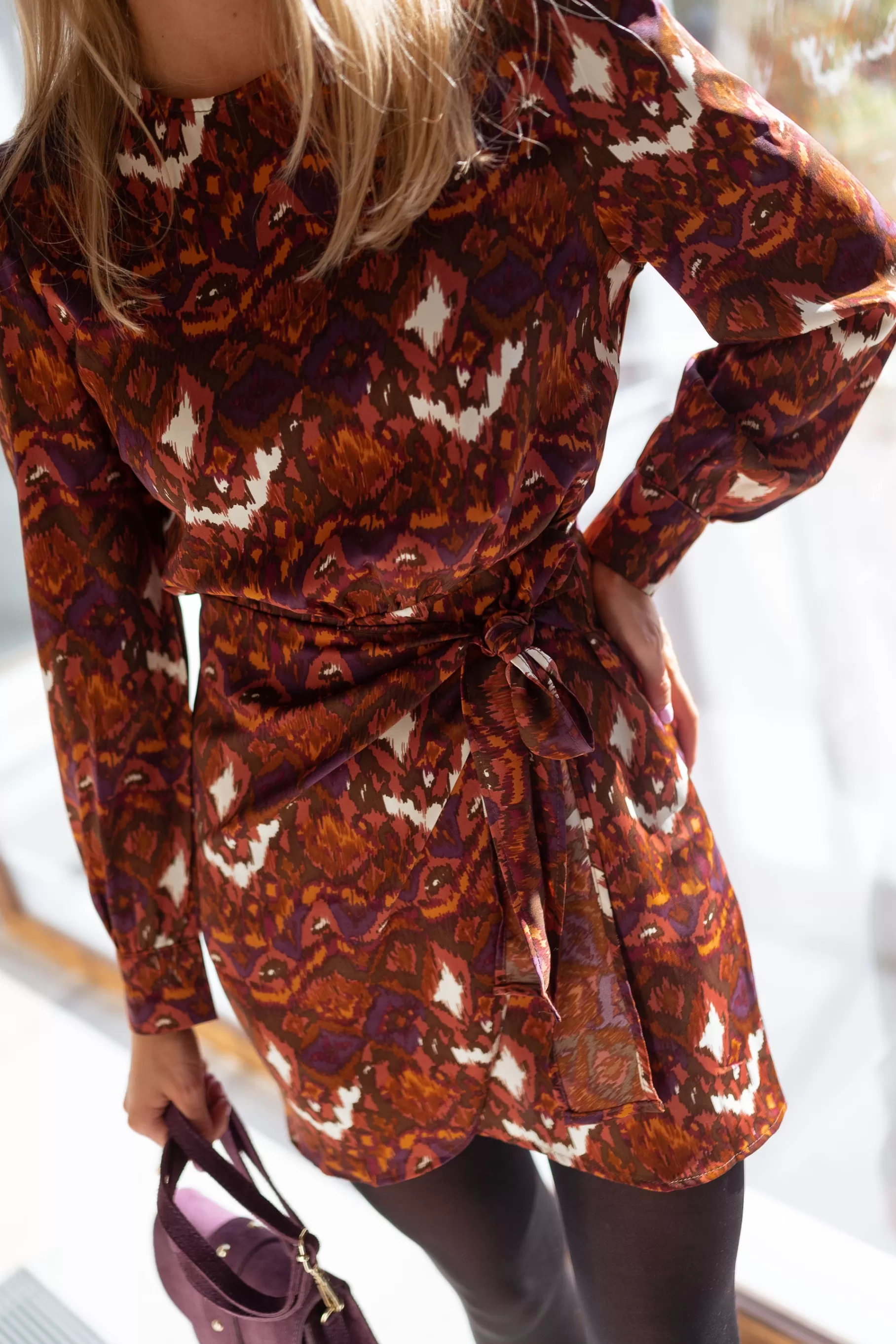 Easy Clothes Robes-Robe Giulia - brune à motifs