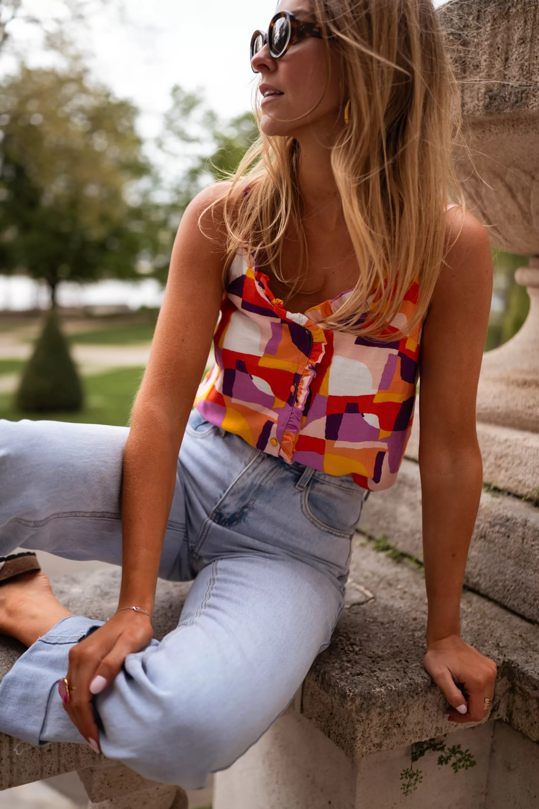 Easy Clothes Tops & T-shirts-Top Elvira - Orange & Mauve - Col V