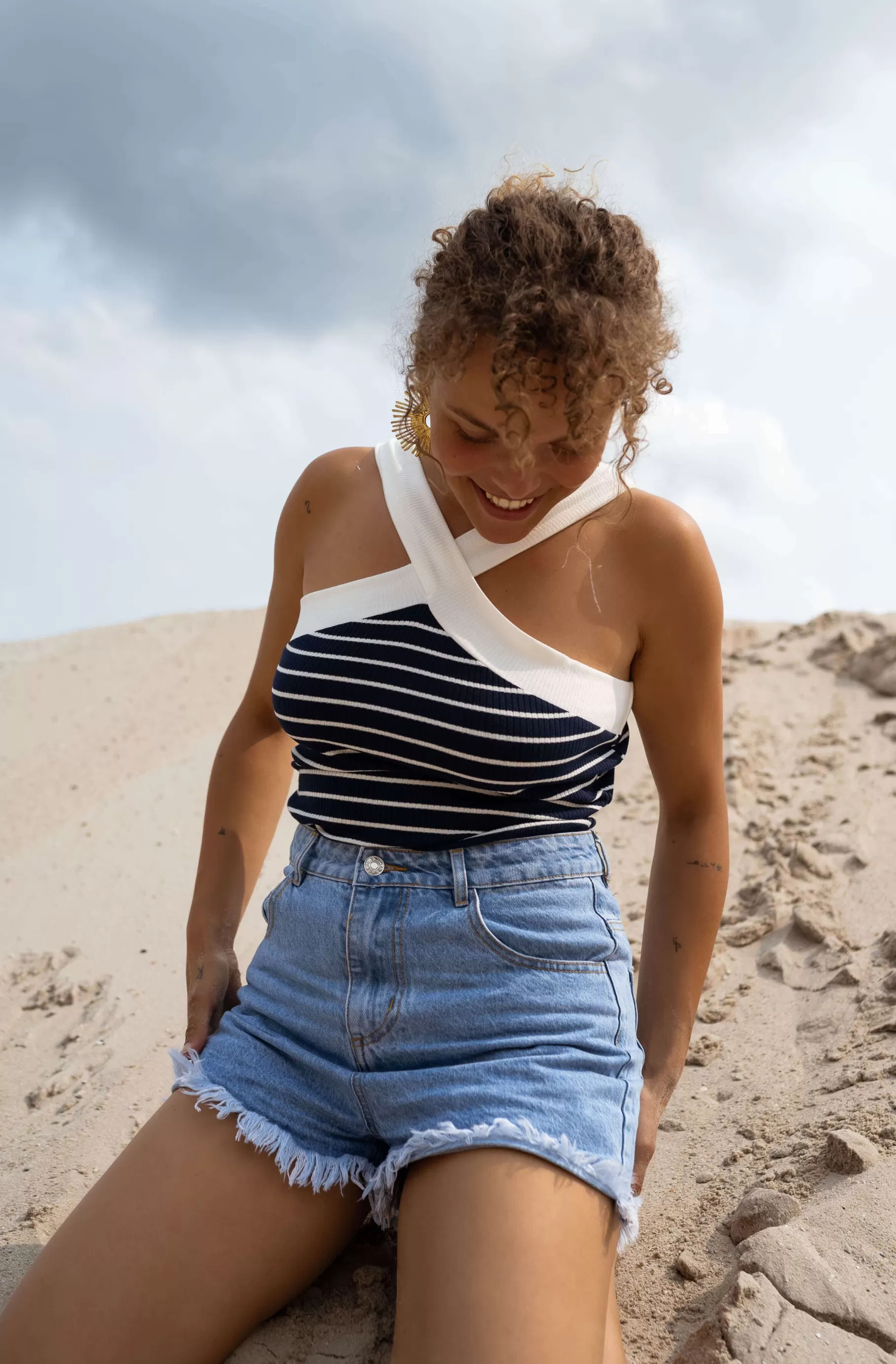 Easy Clothes Tops & T-shirts-Top Ivona - Bleu Foncé - Croisé & Élastique