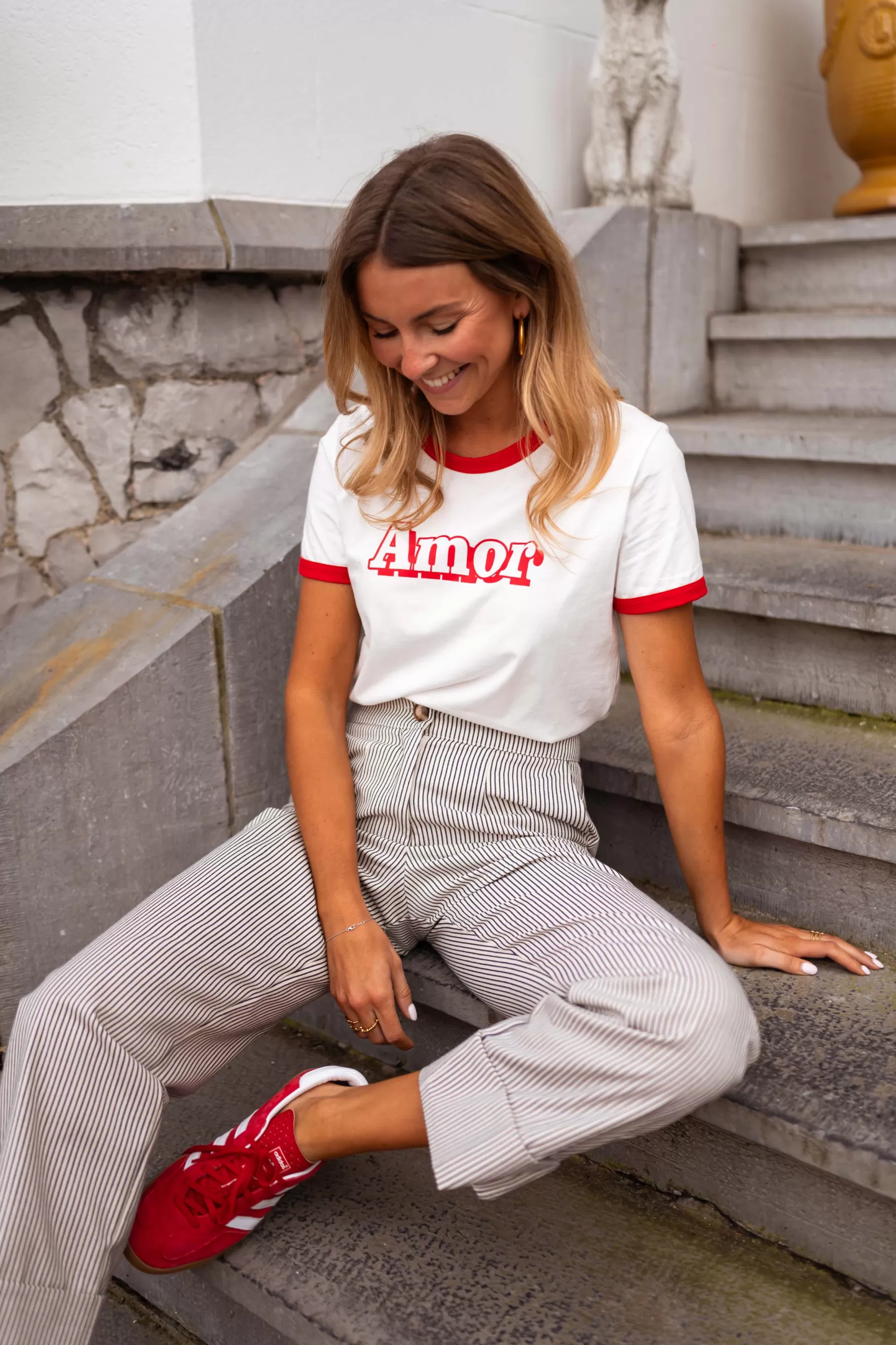 Easy Clothes Tops & T-shirts-T- shirt Amor - Rouge - Avec Logo Blanc