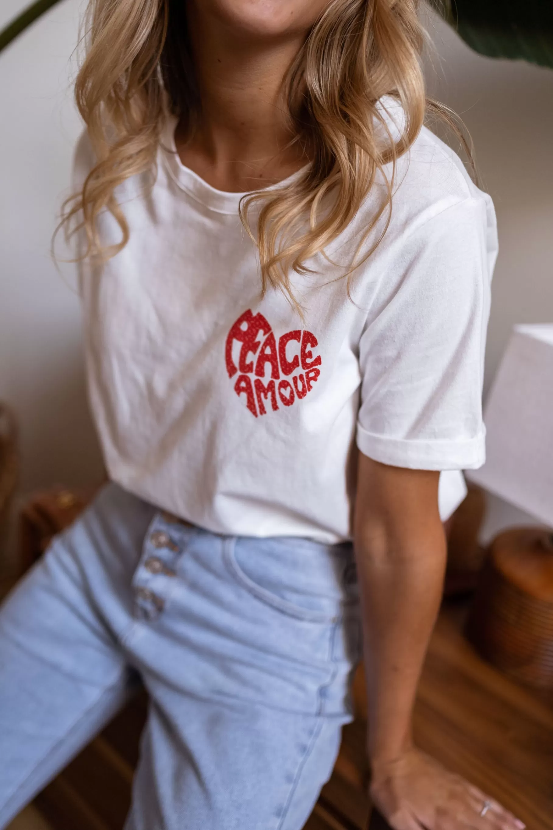 Easy Clothes Tops & T-shirts-T- shirt Peace - blanc