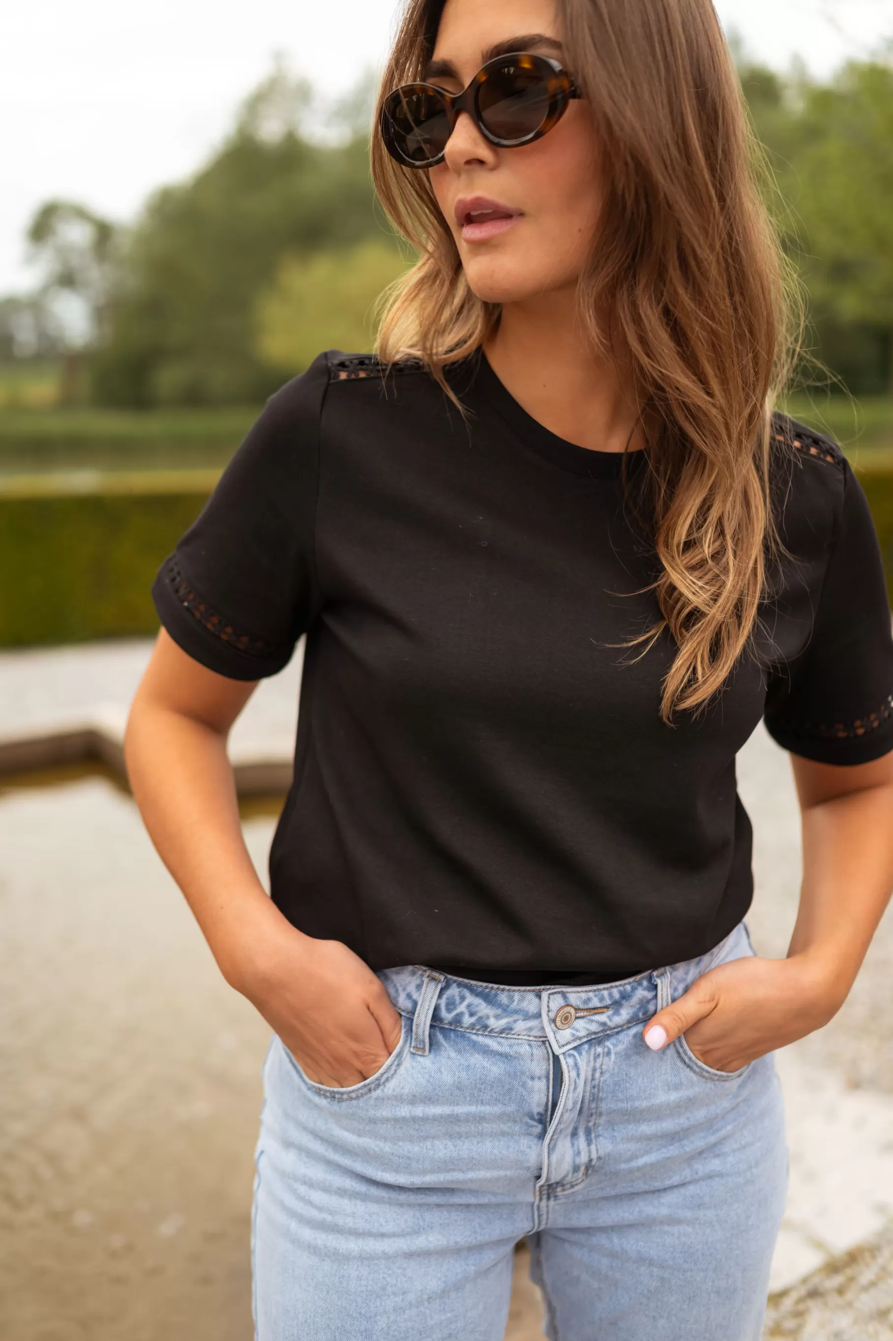 Easy Clothes Tops & T-shirts-T- shirt Romina - Noir - Broderie