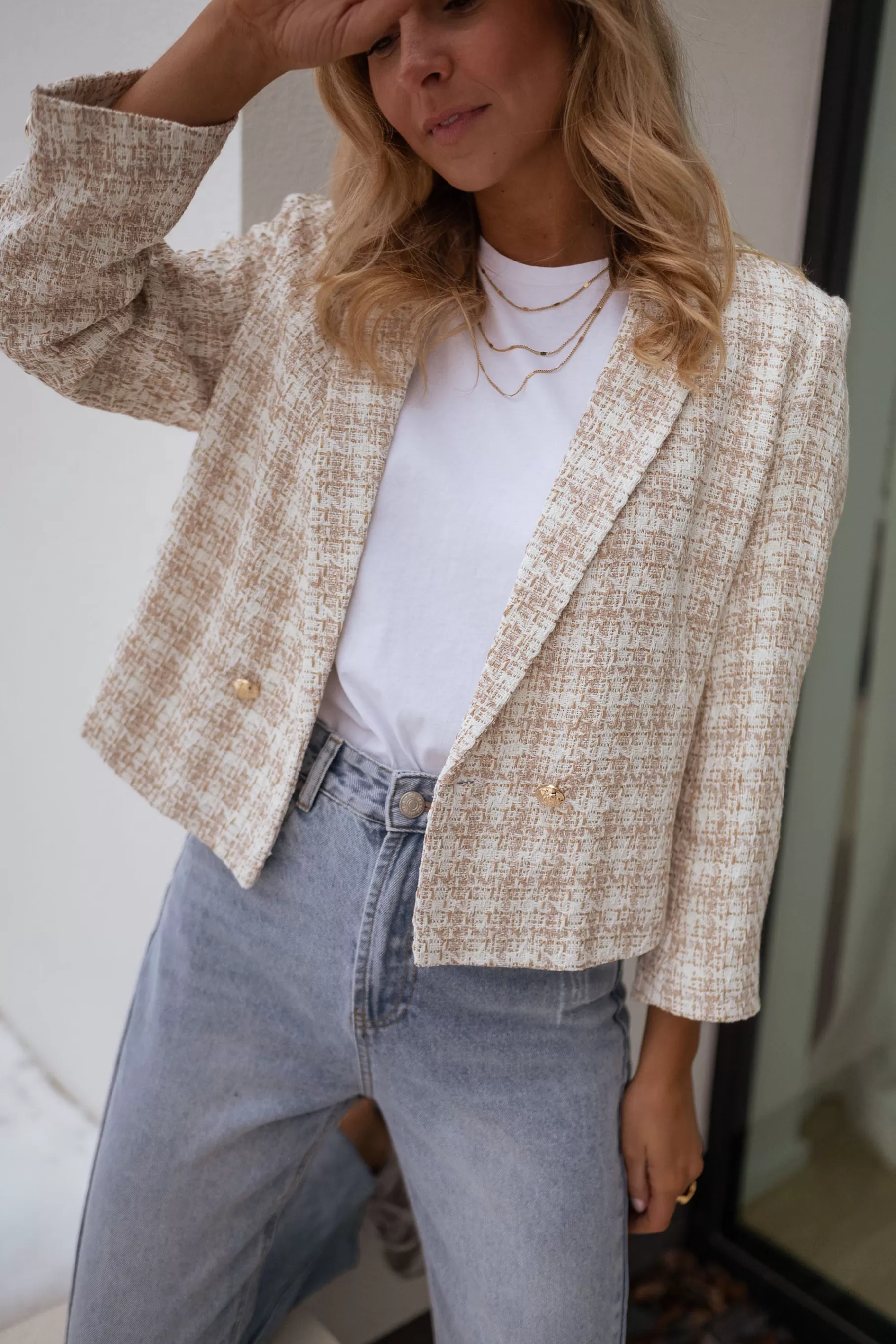 Easy Clothes Vestes & Manteaux-Veste Amanda En Tweed - écrue et beige