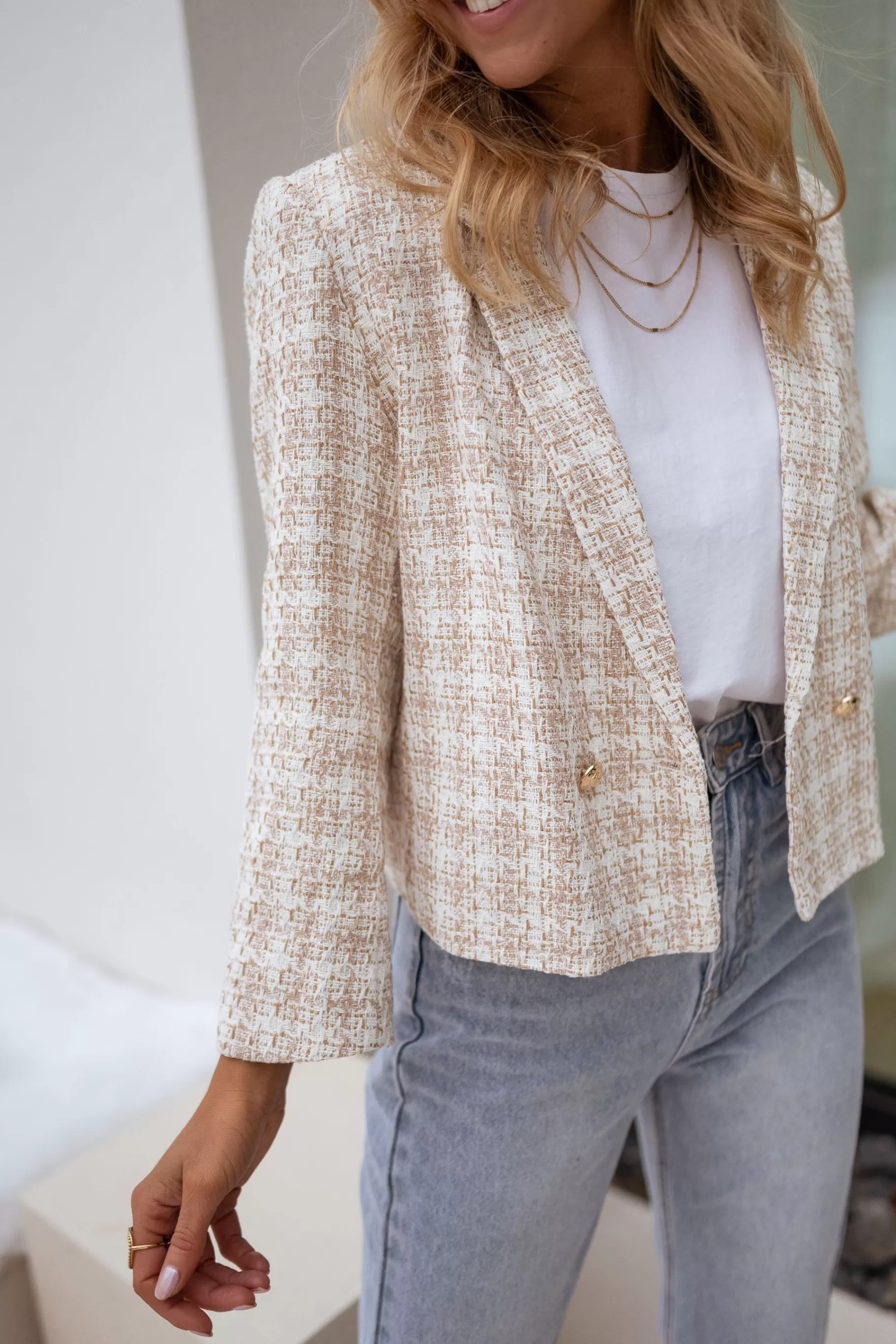 Easy Clothes Vestes & Manteaux-Veste Amanda En Tweed - écrue et beige